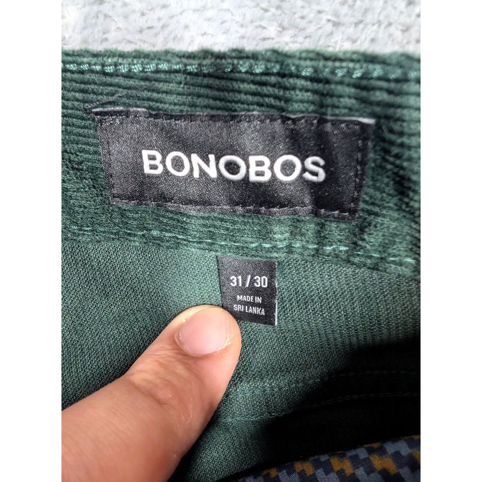Bonobos Bonobos Corduroy Pants Mens 31x30 Green Stretch 5 Pocket Slim Chino Straight Front Zipper Fly 5-Pocket Denim-Style Casual Slim Fit Mens Size US 31 - 5 Thumbnail