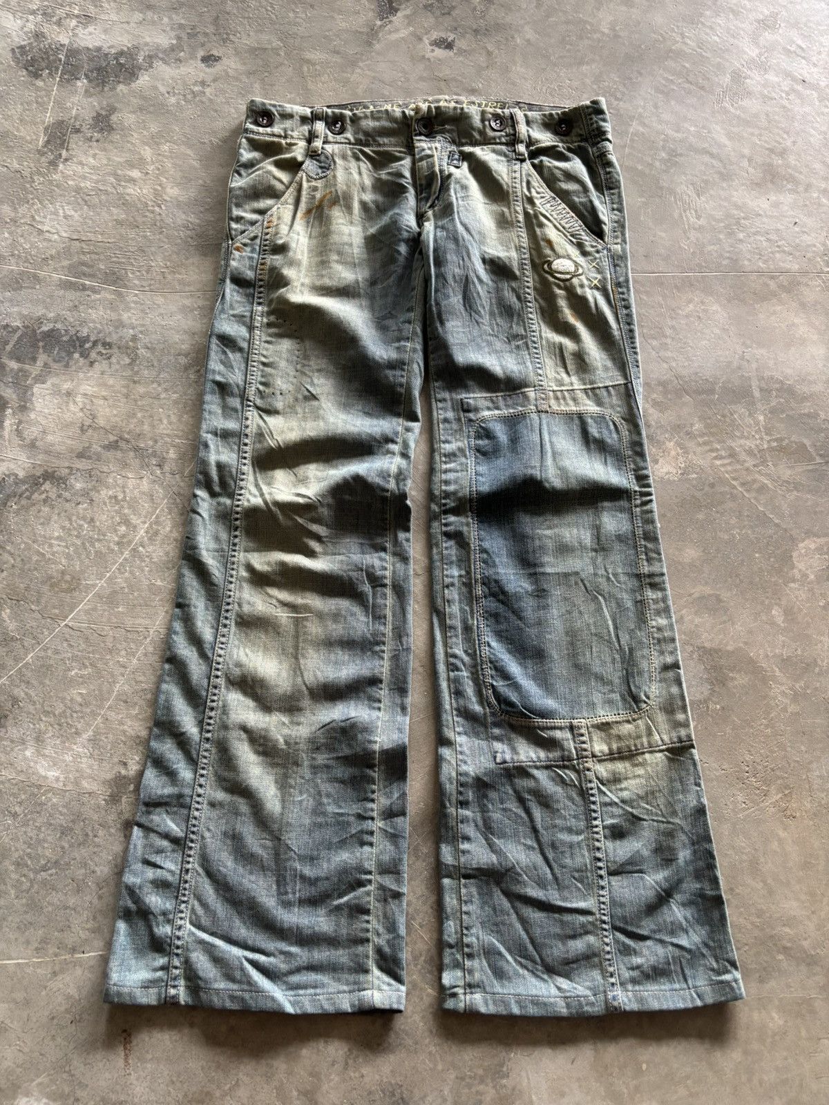 Diesel RARE flared diesel rusty patchwork art panelled distressed Size 27" / US 4 / IT 40 - 1 Thumbnail
