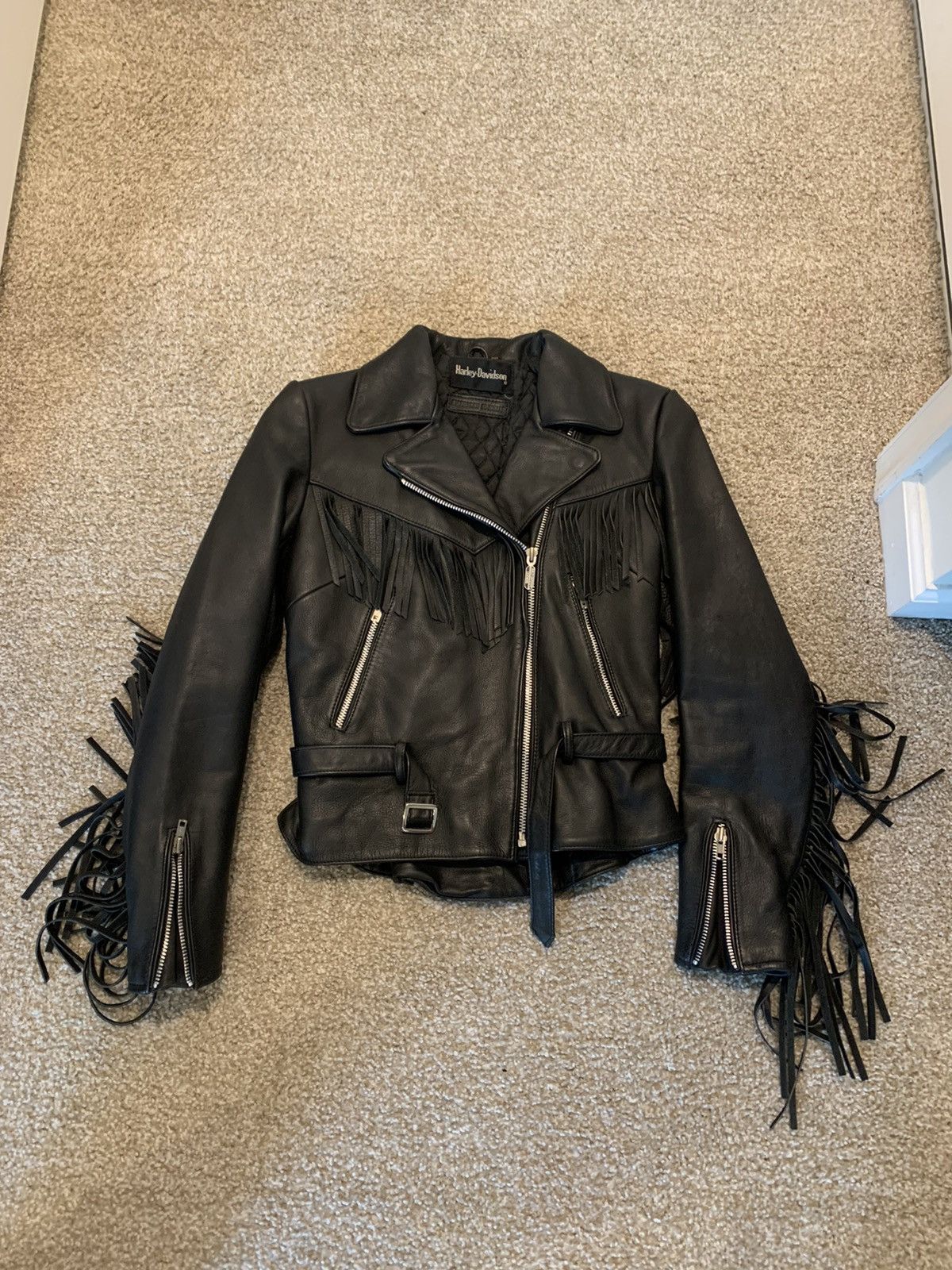 Vintage Harley Davidson Black Tassel Leather Jacket Grailed