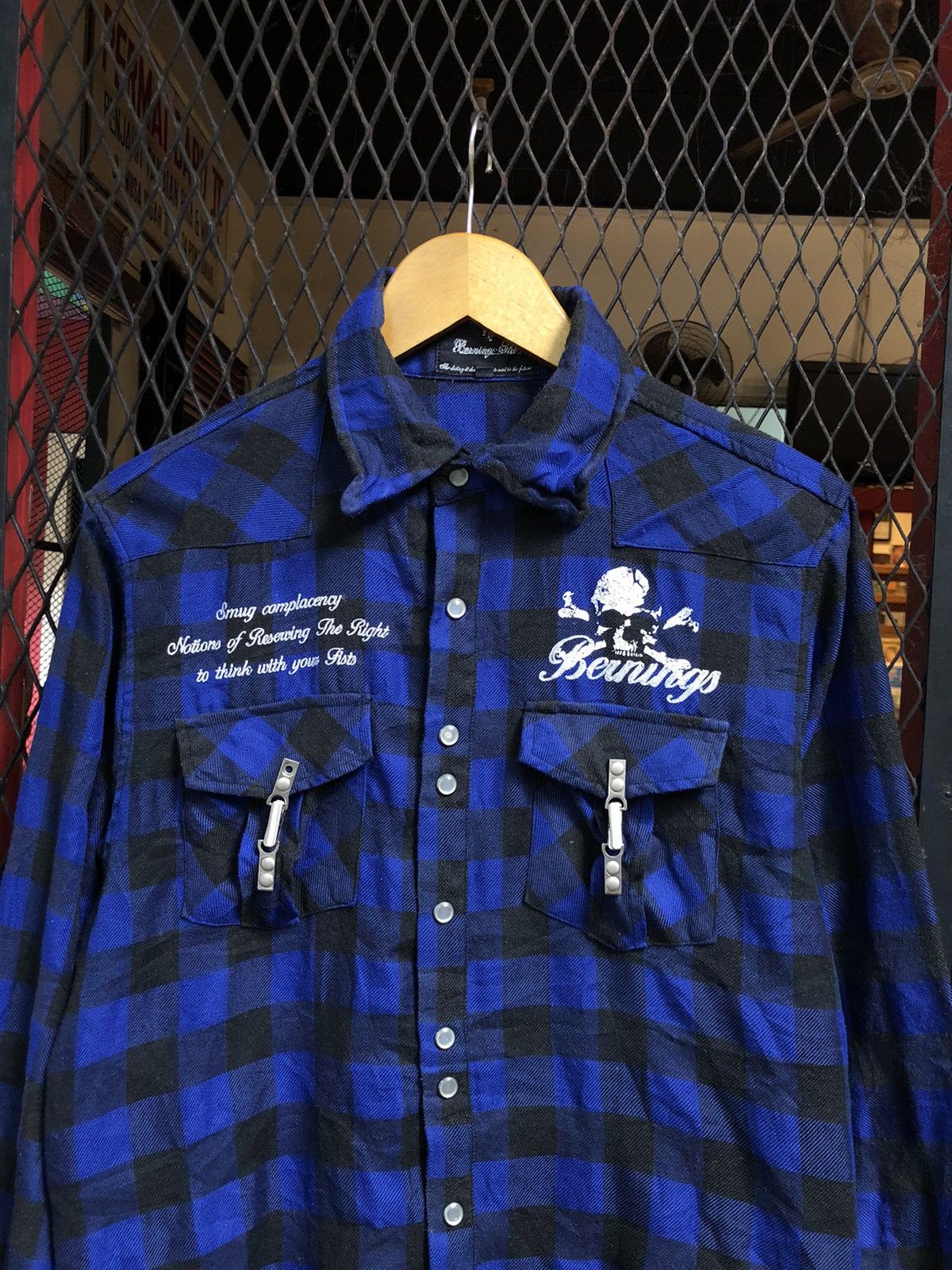 Beauty Beast × If Six Was Nine × Japanese Brand JAPANESE BERNING SHO SEDITIONARIES PUNK SKULL FLANNEL SHIRT Size US L / EU 52-54 / 3 - 3 Thumbnail