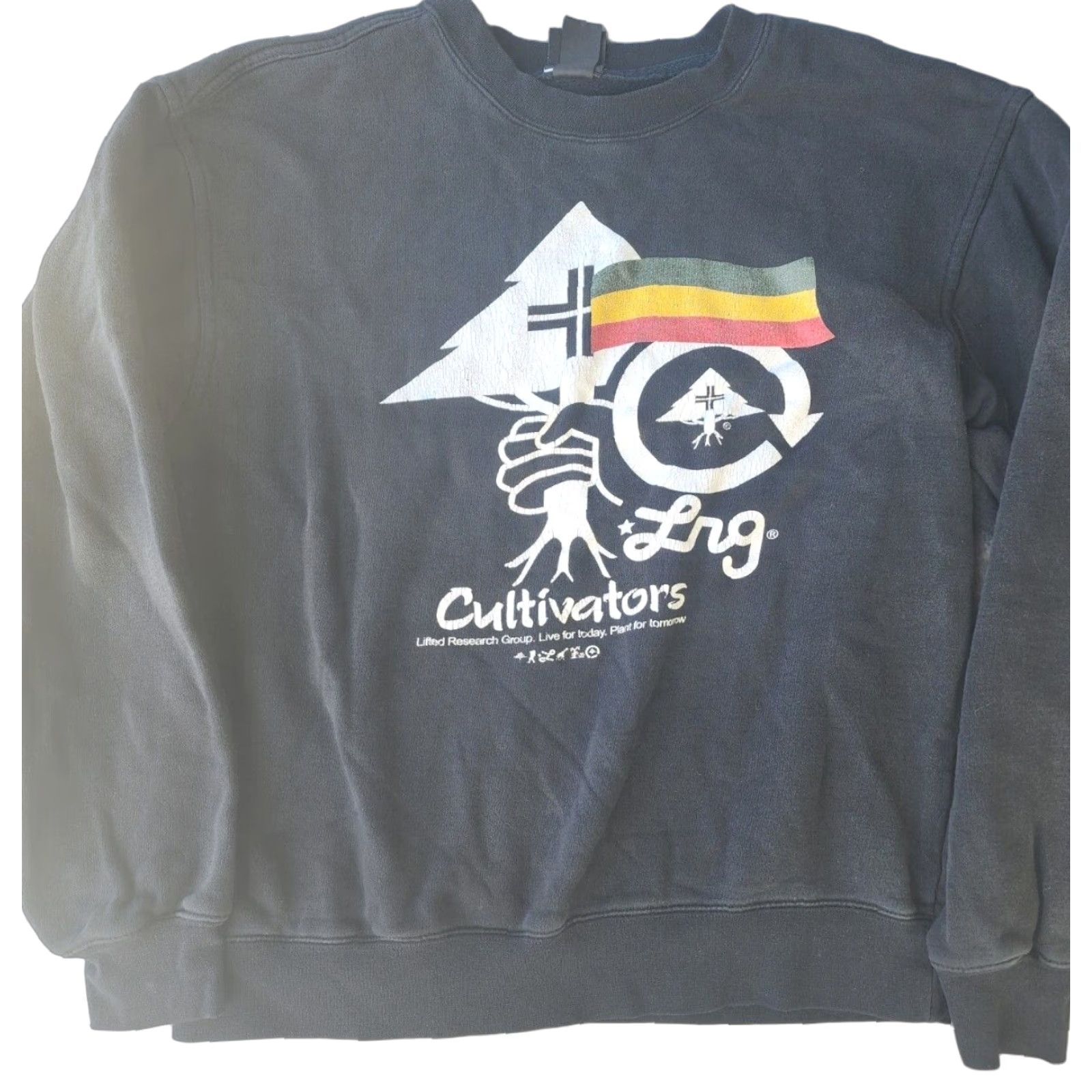 Vintage VINTAGE LRG Sweatshirt Cultivators Size M Black Geometric Embroidered Logo Crew Neck Pullover Hooded Pockets All Seasons Men Size US M / EU 48-50 / 2 - 1 Thumbnail