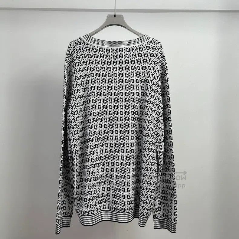 Fendi Fendi Black and White Double F Printed Knit Sweater Size US L / EU 52-54 / 3 - 2 Thumbnail