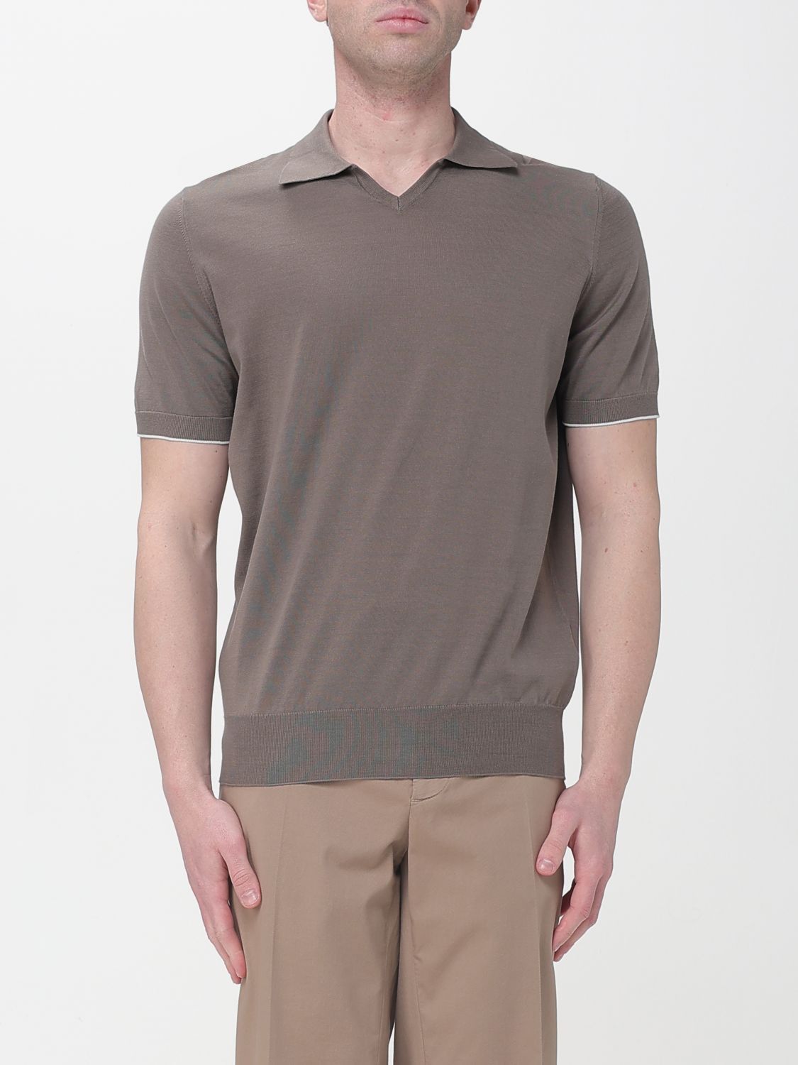 Brunello Cucinelli Brunello Cucinelli Polo Shirt Men Brown Size US XL / EU 56 / 4 - 1 Thumbnail