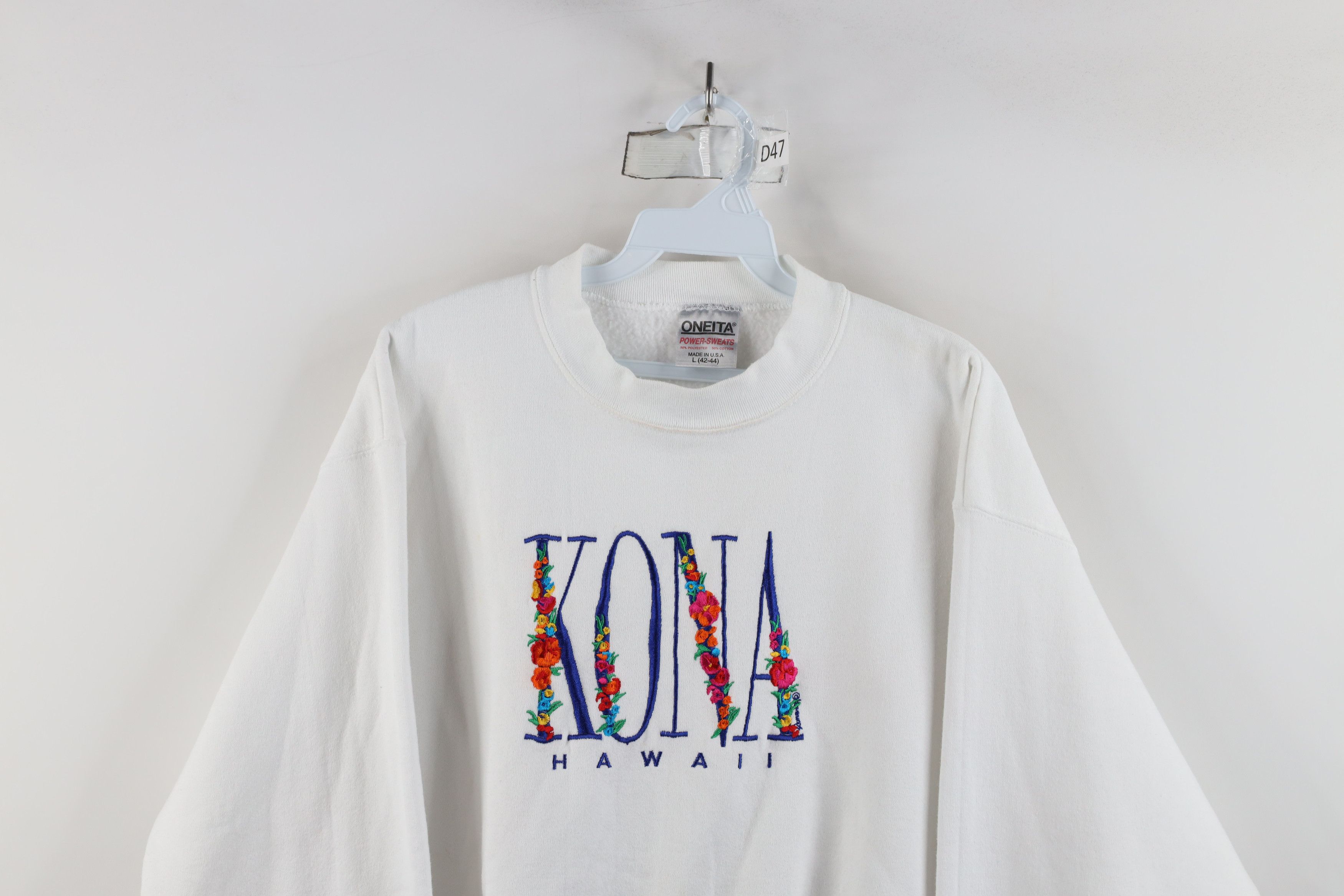 Vintage Vintage 90s Streetwear Hawaii Flower Crewneck Sweatshirt USA Size L / US 10 / IT 46 - 2 Thumbnail