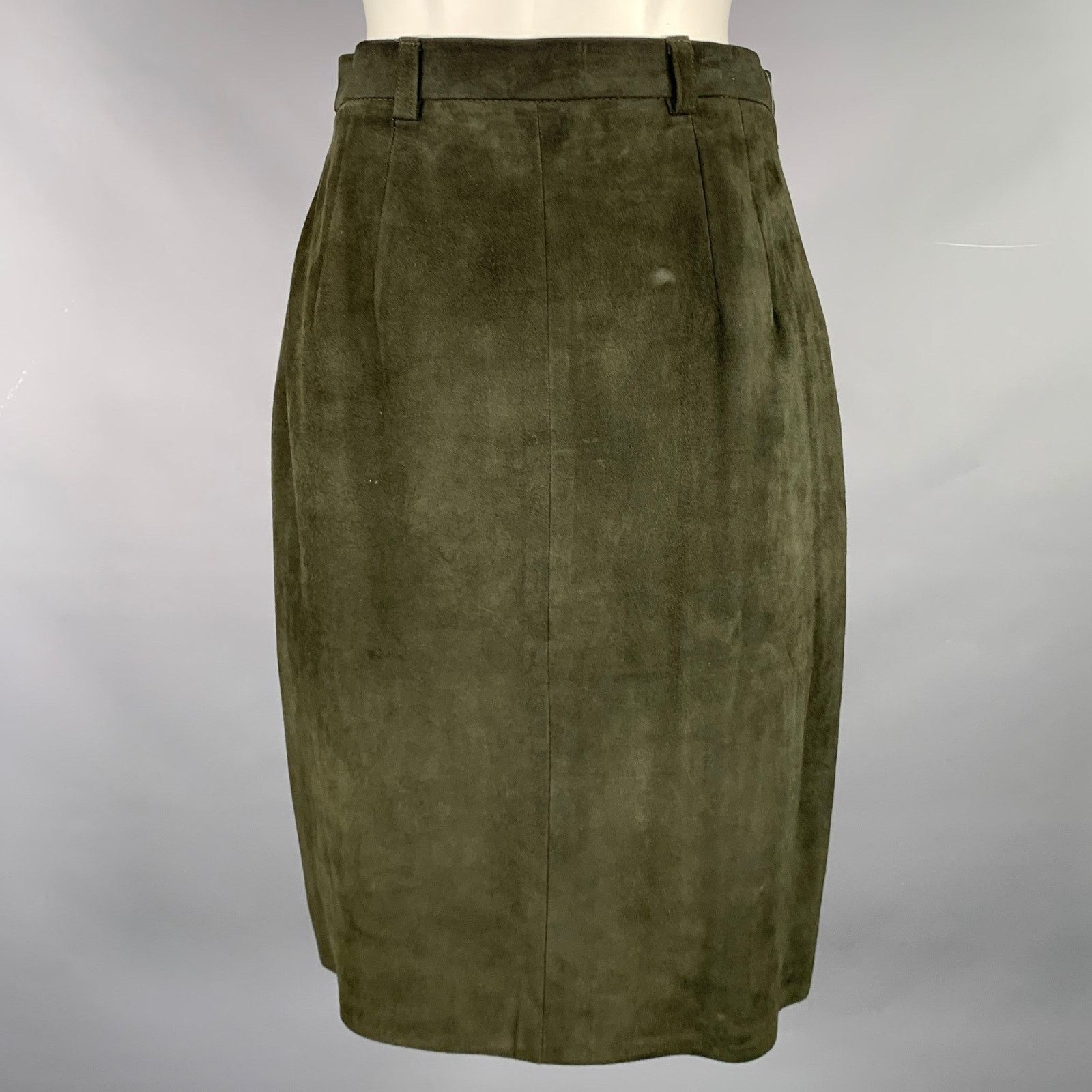 Ralph Lauren RALPH LAUREN Size 8 Green Suede Pencil Below Knee Skirt Size 30" / US 8 / IT 44 - 1 Thumbnail