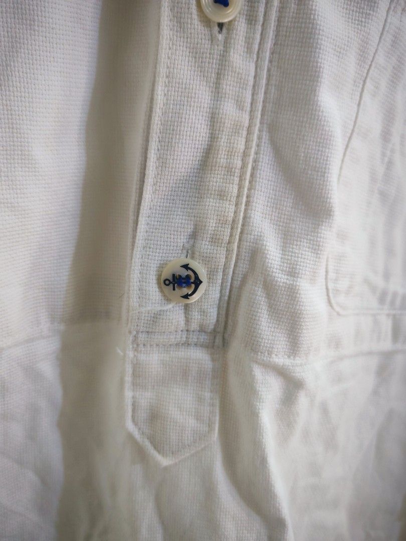 Beams Plus BEAMS White Pullover Shirt Blue Accents Anchor Buttons S Size US S / EU 44-46 / 1 - 3 Thumbnail