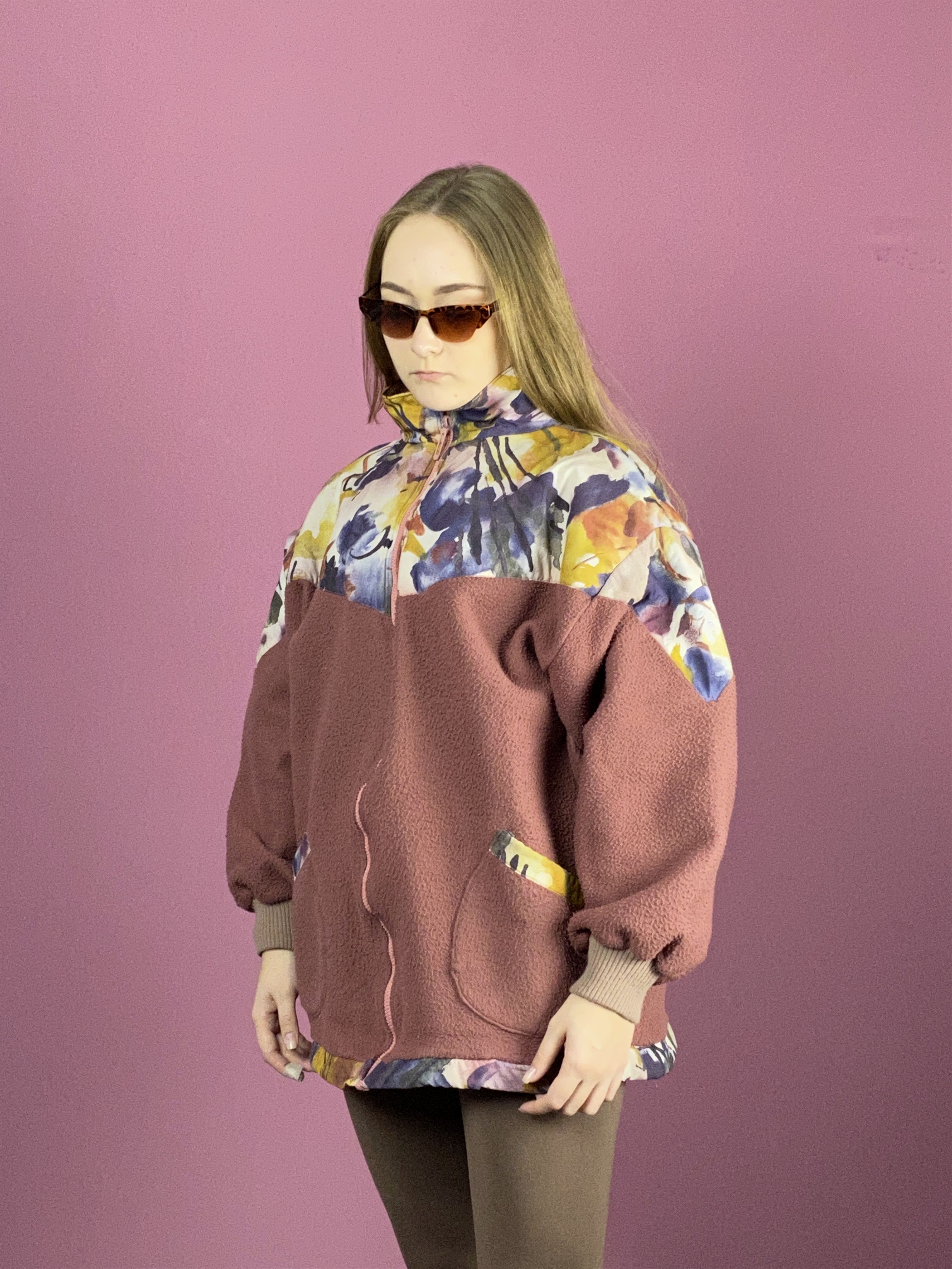 Vintage 90s Vintage Women's Abstract Full Zip Fleece Jacket - S Size S / US 4 / IT 40 - 3 Thumbnail