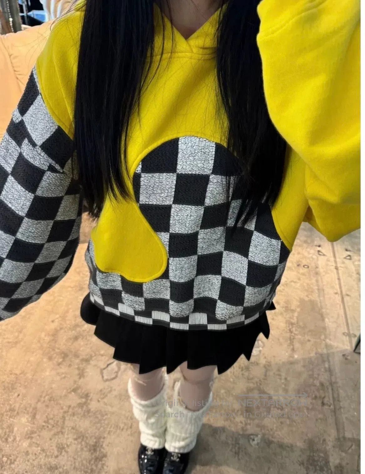 ERL black and yellow checkerboard hooded sweatshirt. Size US XL / EU 56 / 4 - 8 Thumbnail