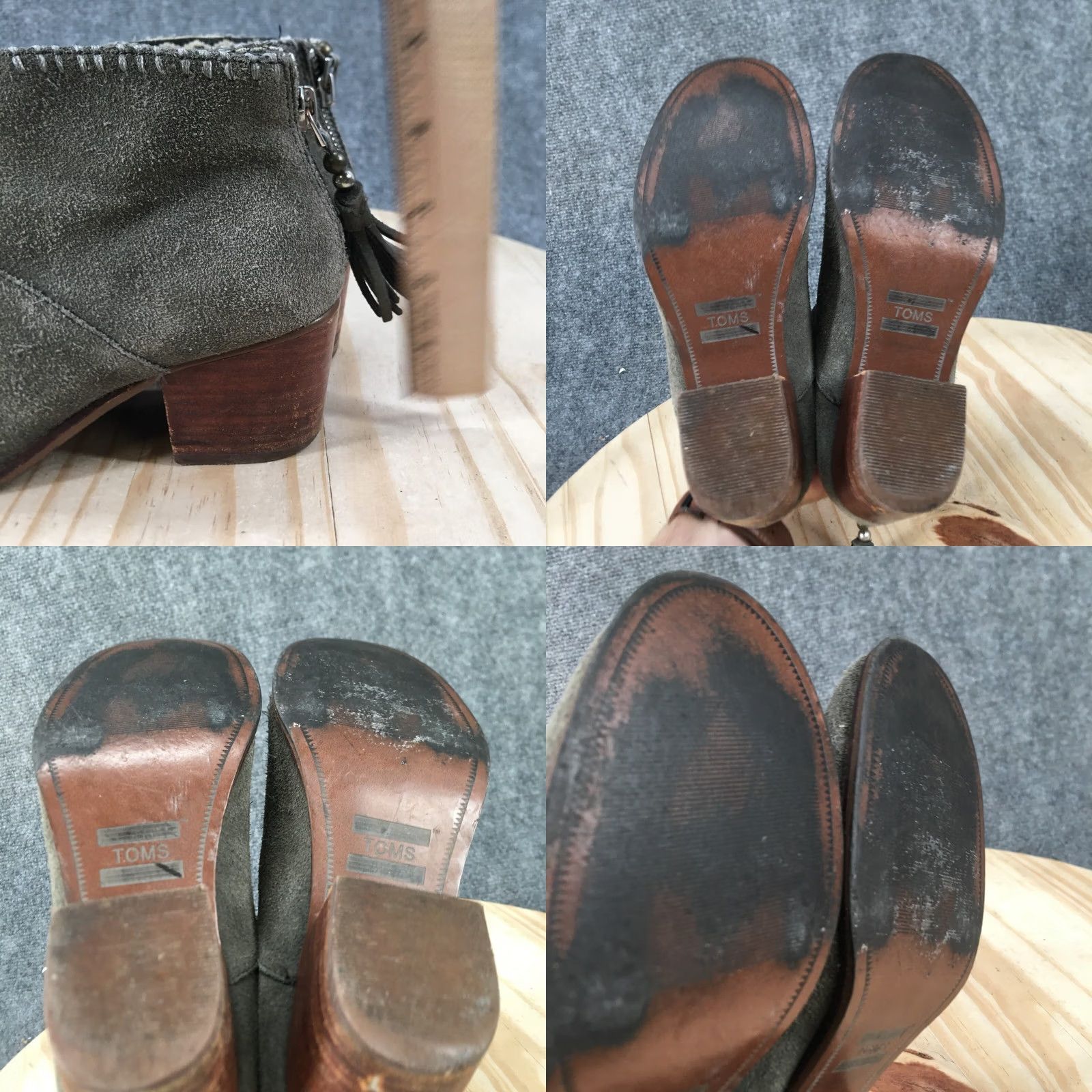 Toms Toms Boots Womens 6 Leila Ankle Booties Gray Suede Heels Zip Tasseled 10007309 Size US 6 / IT 36 - 8 Thumbnail