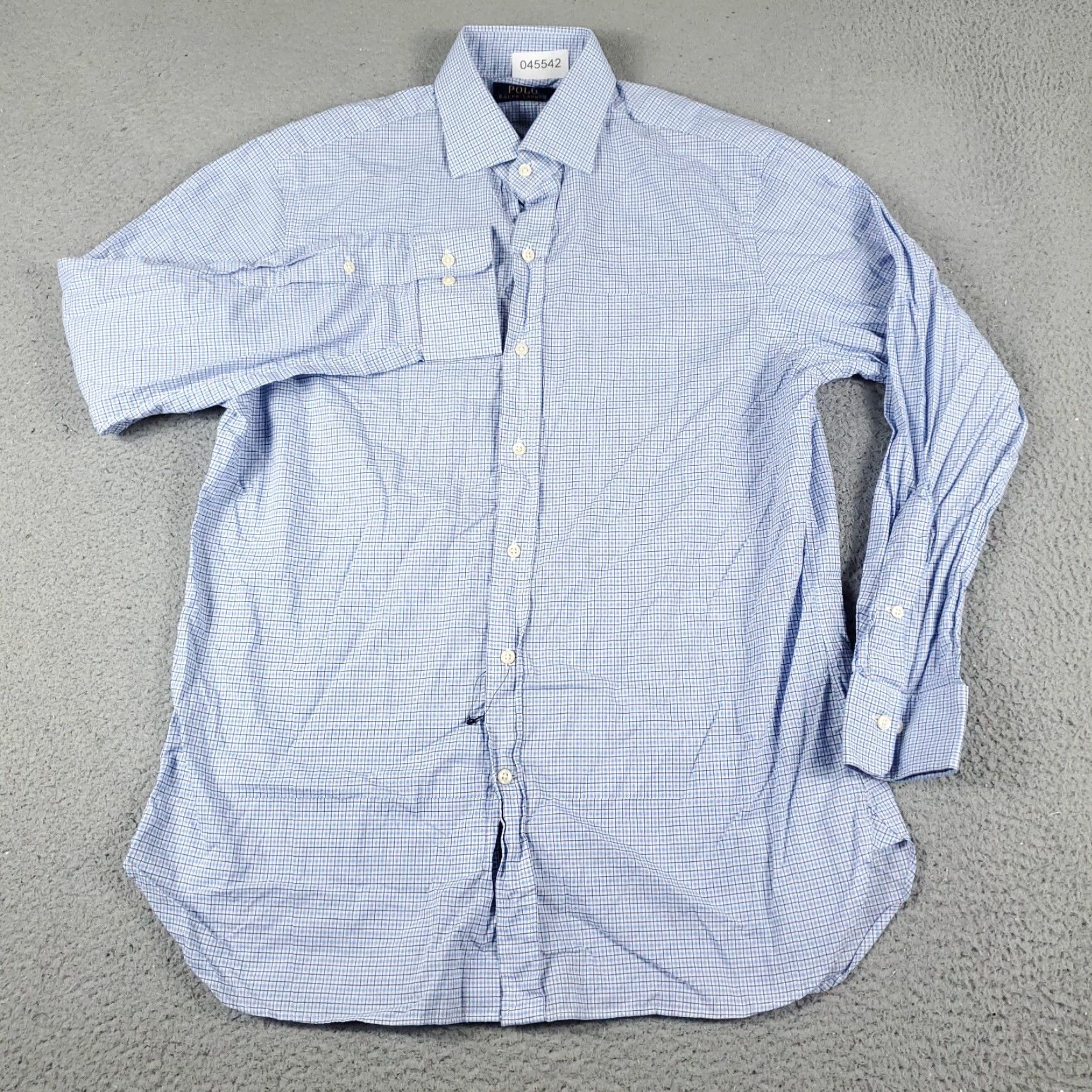 Ralph Lauren Ralph Lauren Shirt Mens 16 Blue Plaid Dress Button Up Long Sleeve Shirt Dress Shirt Men 16 Blue Plaid Button-Down Collar ANSI Size 42R - 2 Thumbnail