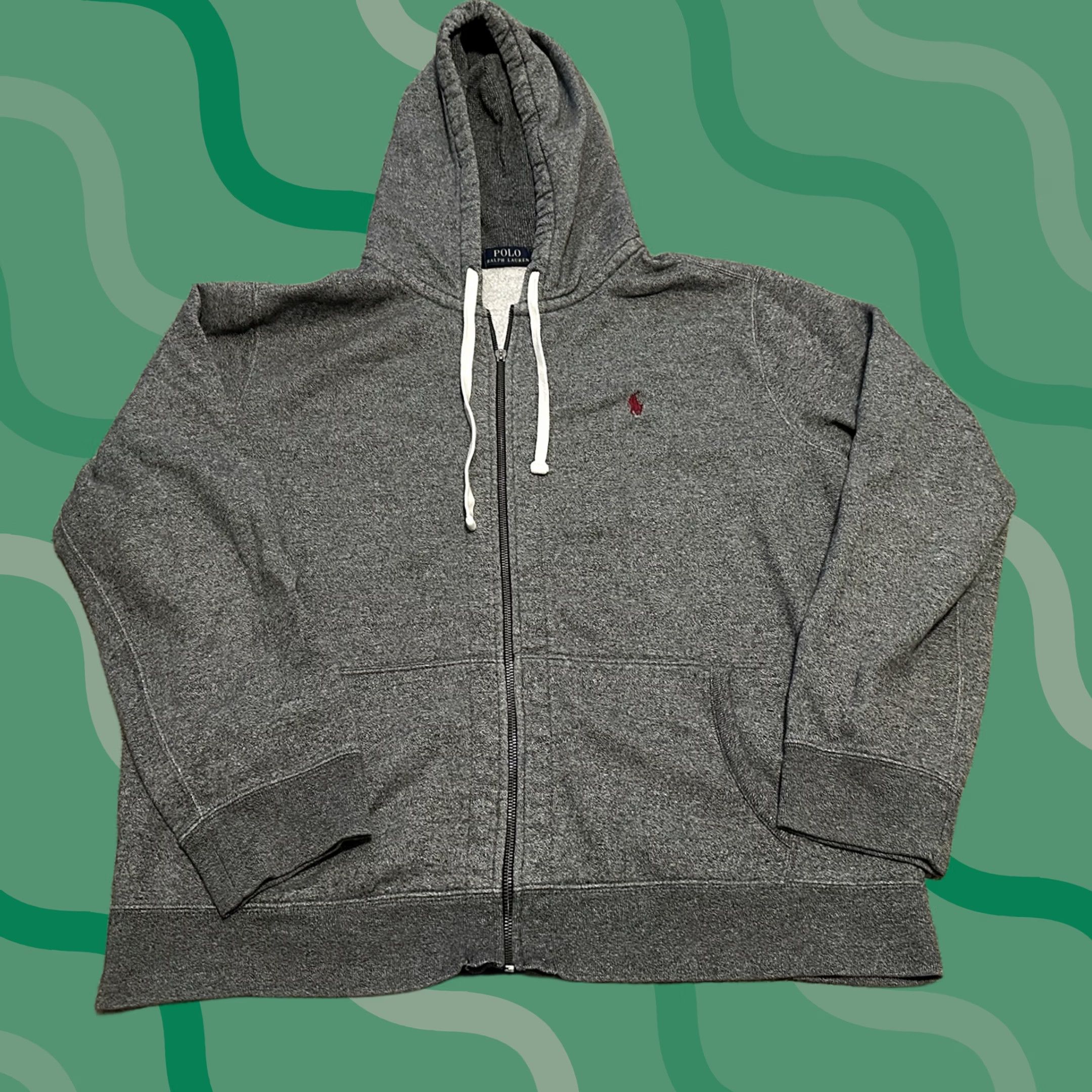 Polo Ralph Lauren VINTAGE Polo Ralph Lauren Hoodie Mens 2XL Full Zip Waffle Thermal Lined Pony Heavyweight Gray Cotton Fleece Embroidered Zipper Logo Size US XXL / EU 58 / 5 - 1 Thumbnail