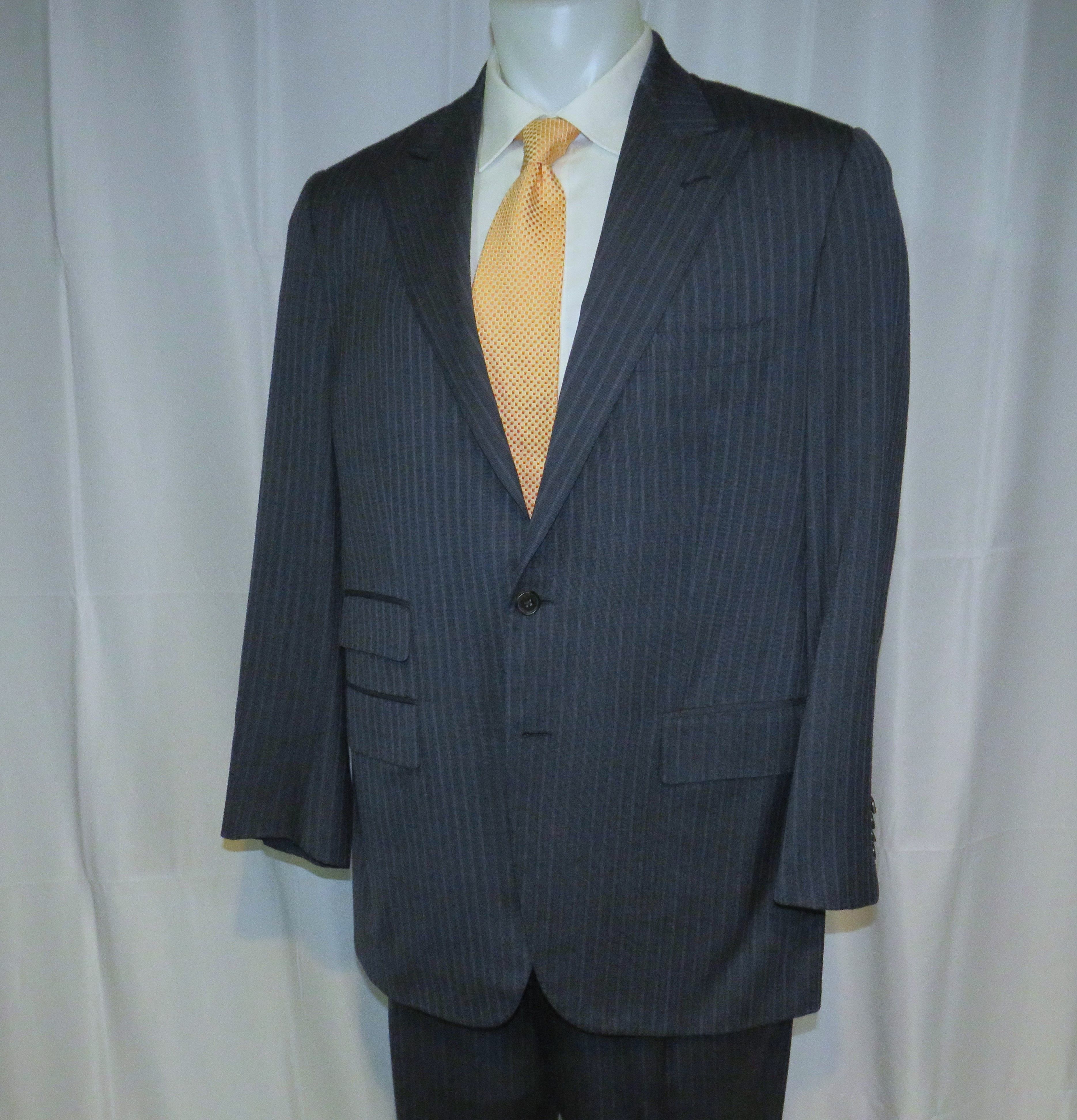 Other Marcello Vero x D’avenza Cashmere Blue Stripe Suit 43R Size 42R - 8 Thumbnail