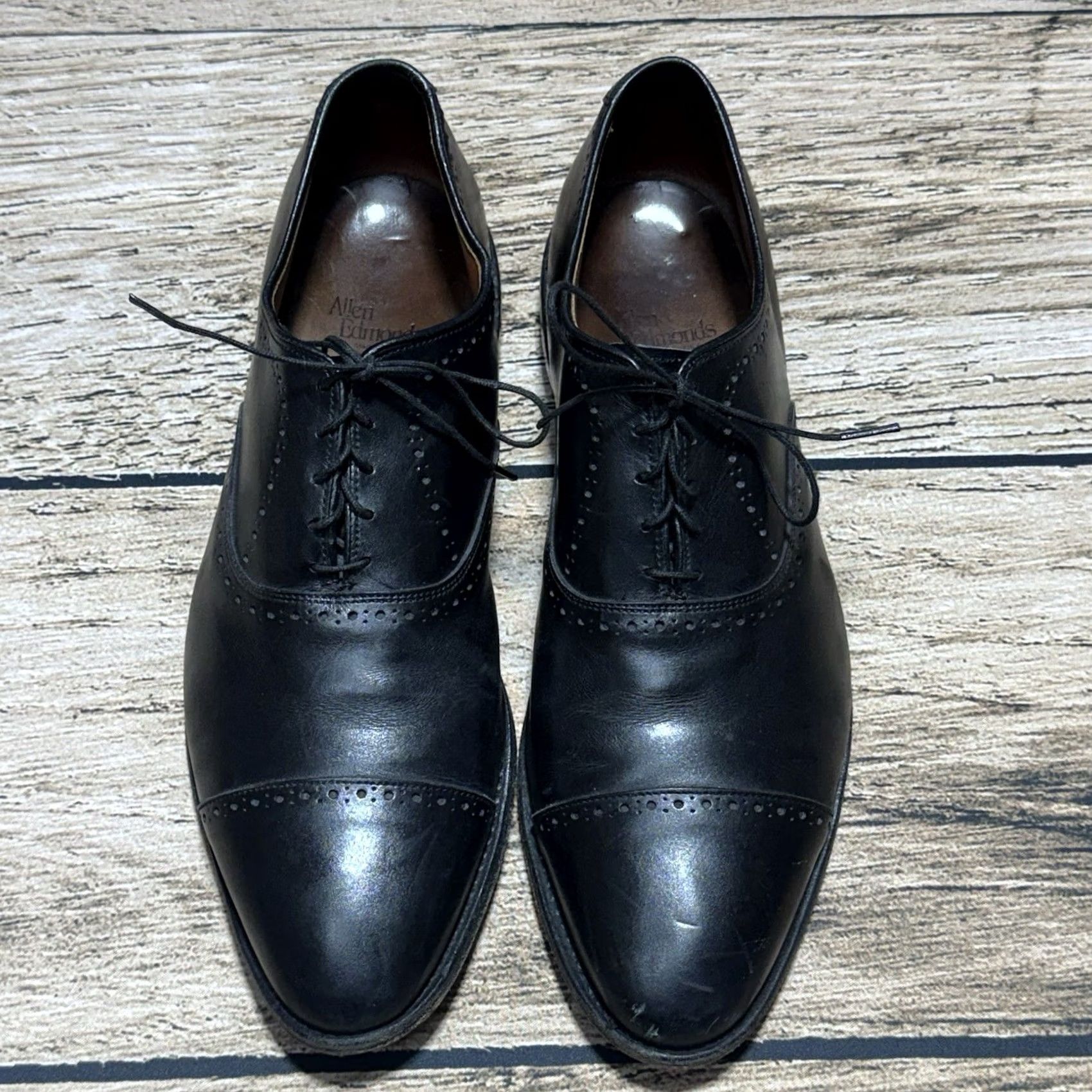 Allen Edmonds Allen Edmonds Dress Shoes Mens 13 D Black Leather Hale Derby Cap Toe Laceup 5958 Size ONE SIZE - 4 Thumbnail