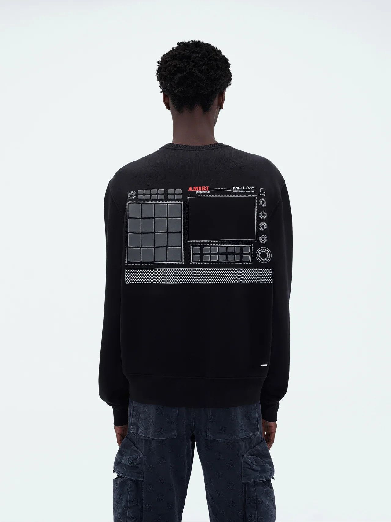Amiri o1gr1nt0325 Drum Machine Crewneck Sweatshirt in Black Size US XL / EU 56 / 4 - 2 Thumbnail