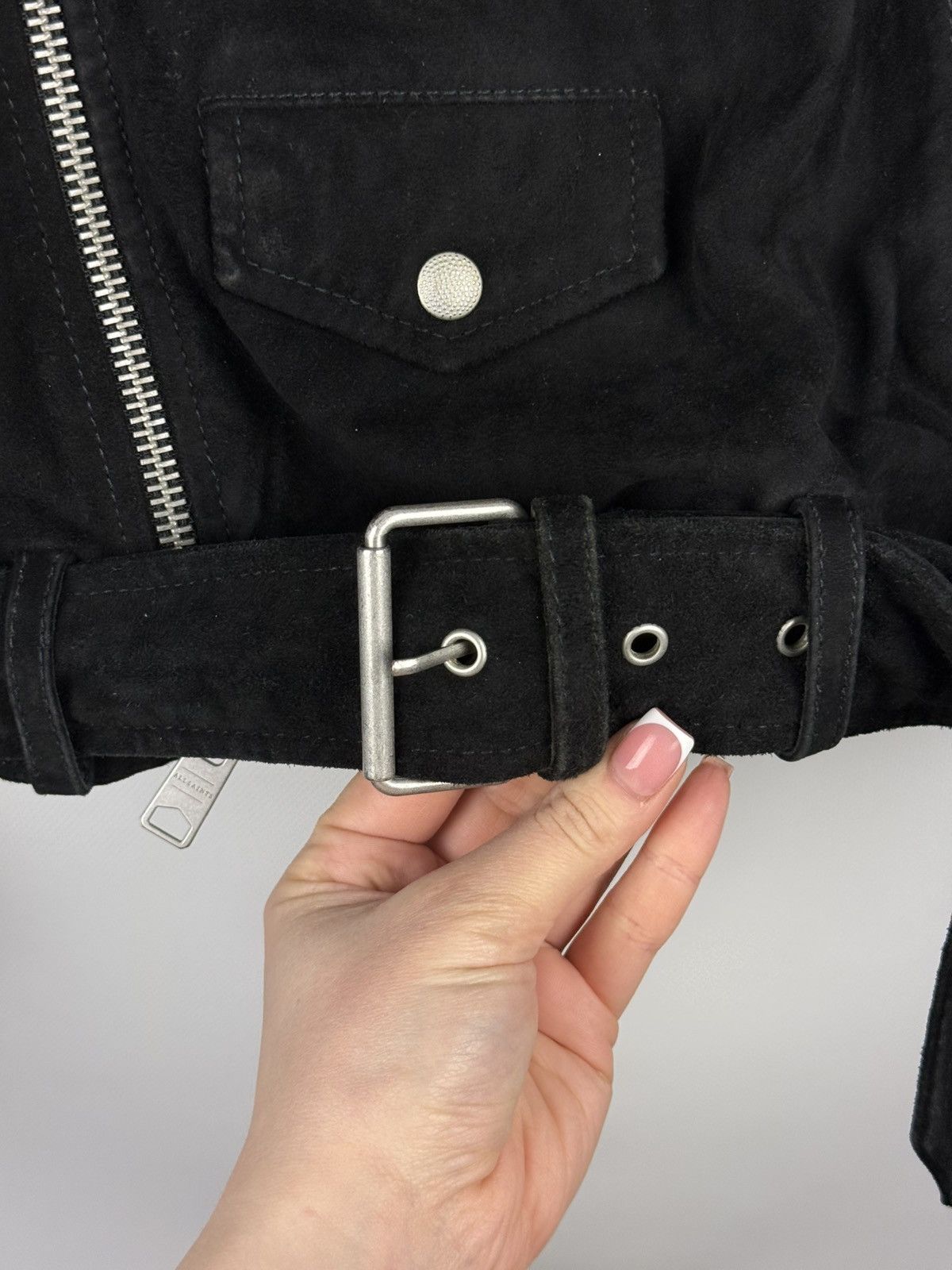 Allsaints Allsaints Bonson Biker Goat Leather Belted Suede Jacket Size US M / EU 48-50 / 2 - 14 Thumbnail