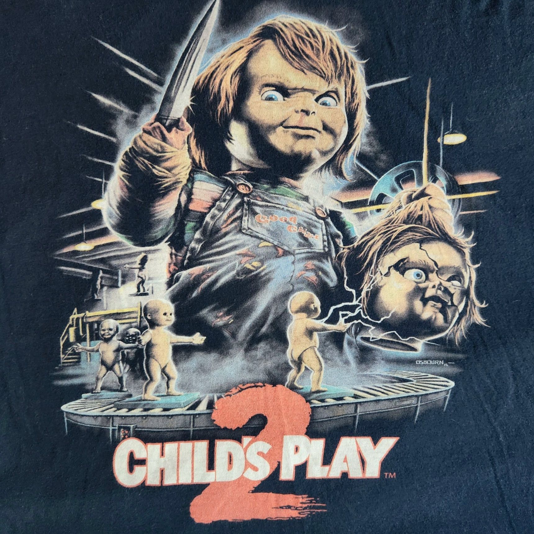 Vintage FRIGHT-RAGS Child’s Play 2 Chucky Killer Horror Movie Black Lrg Graphic T-Shirt Mens Graphic T-Shirt Size US L / EU 52-54 / 3 - 2 Thumbnail
