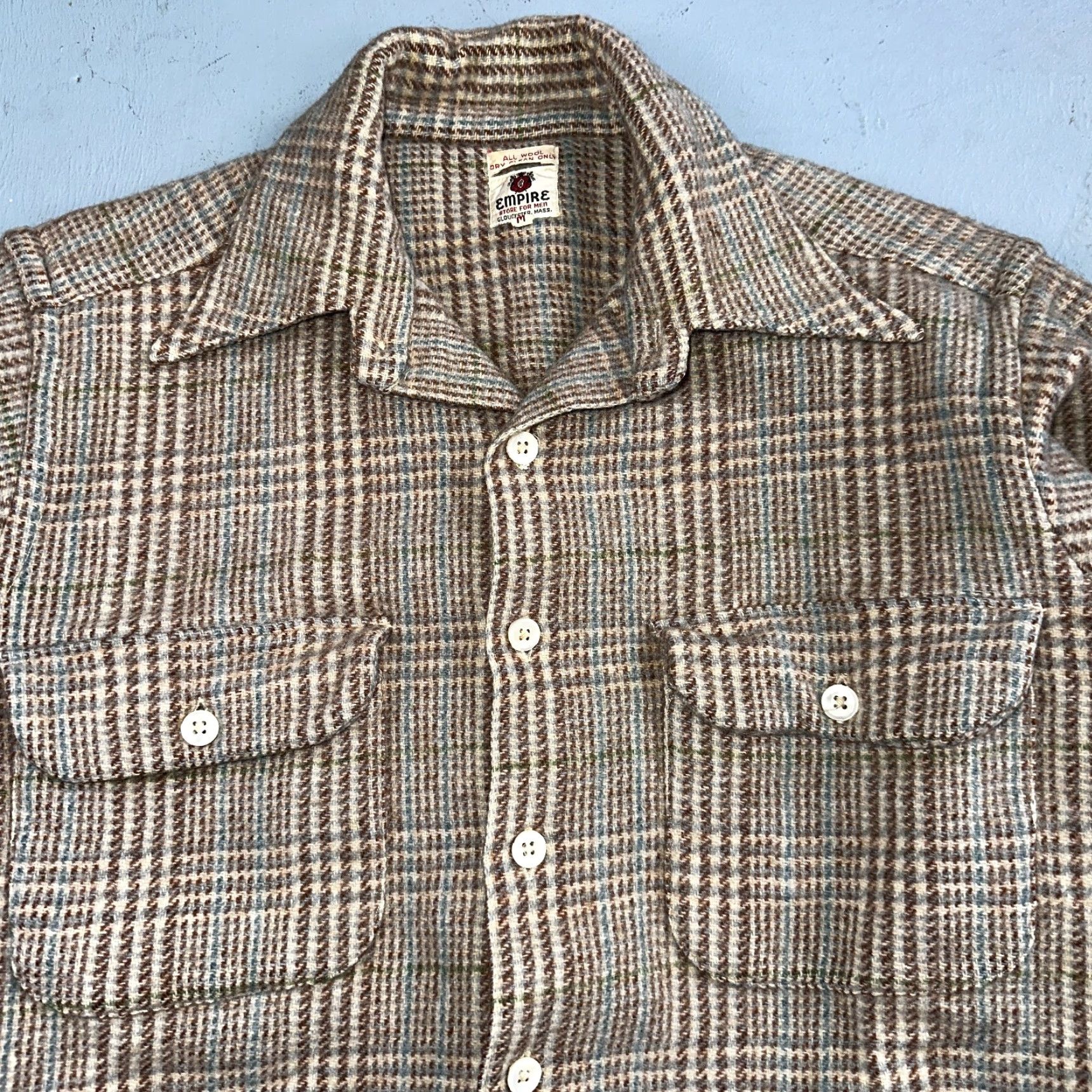 Vintage VINTAGE 1960s Empire USA Brown Plaid Wool Shirt Long Sleeve Button-Up Mens M Rockabilly Size US M / EU 48-50 / 2 - 2 Thumbnail