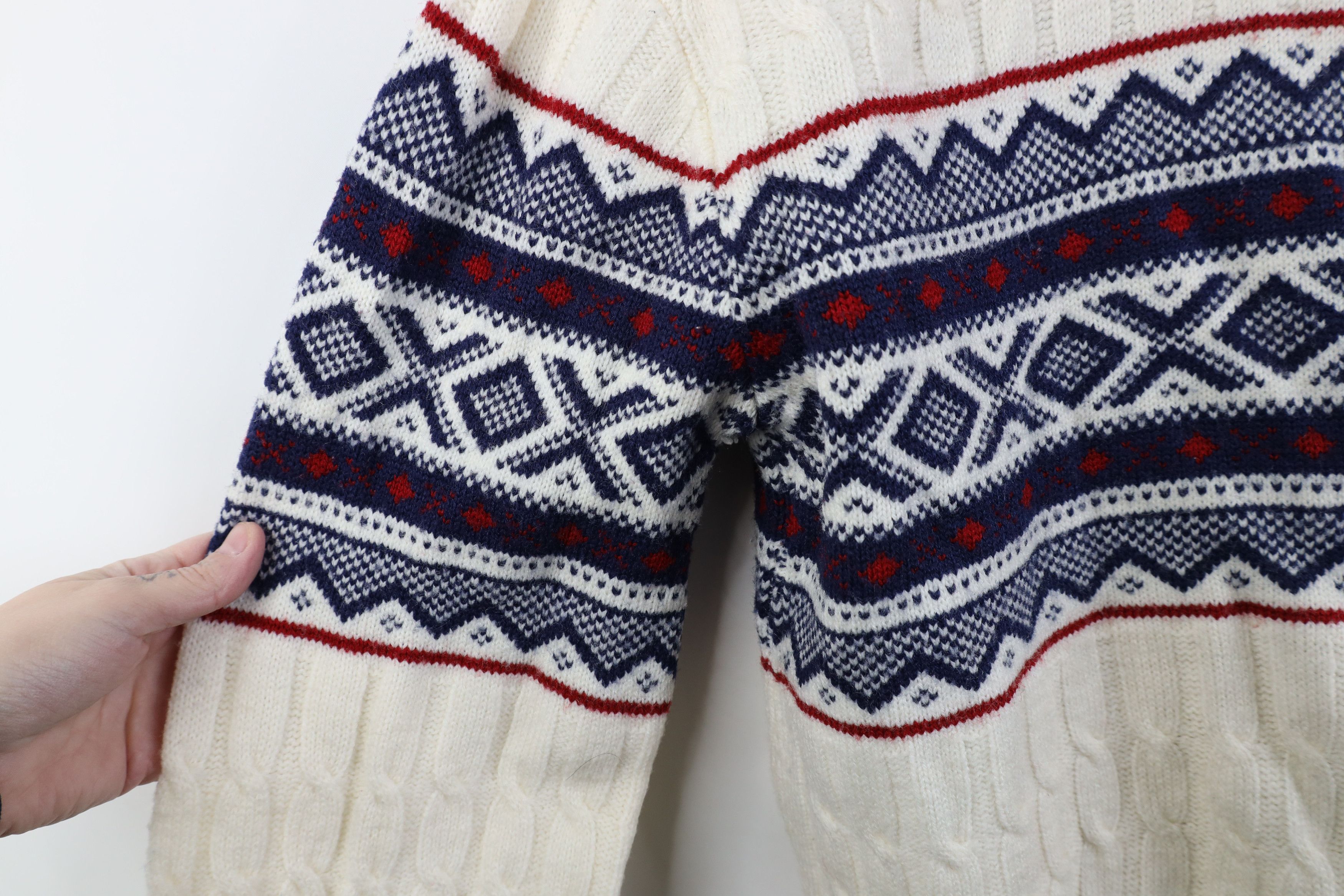 Vintage Vintage 60s 70s Streetwear Chunky Cable Mock Neck Sweater Size US XL / EU 56 / 4 - 4 Thumbnail