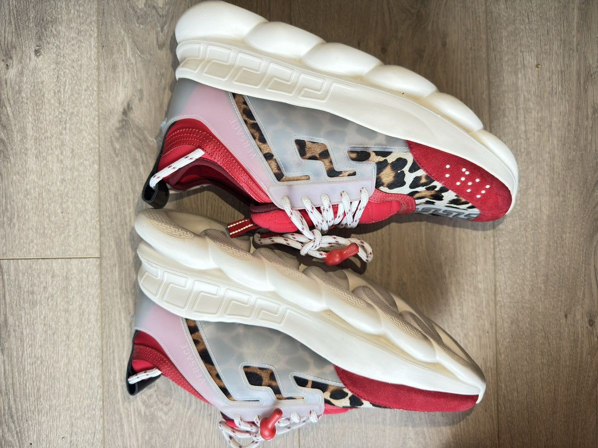 Versace Versace Suede/Pony Hair Chain Reaction Sneakers Leopard Red Size US 8 / EU 41 - 5 Thumbnail