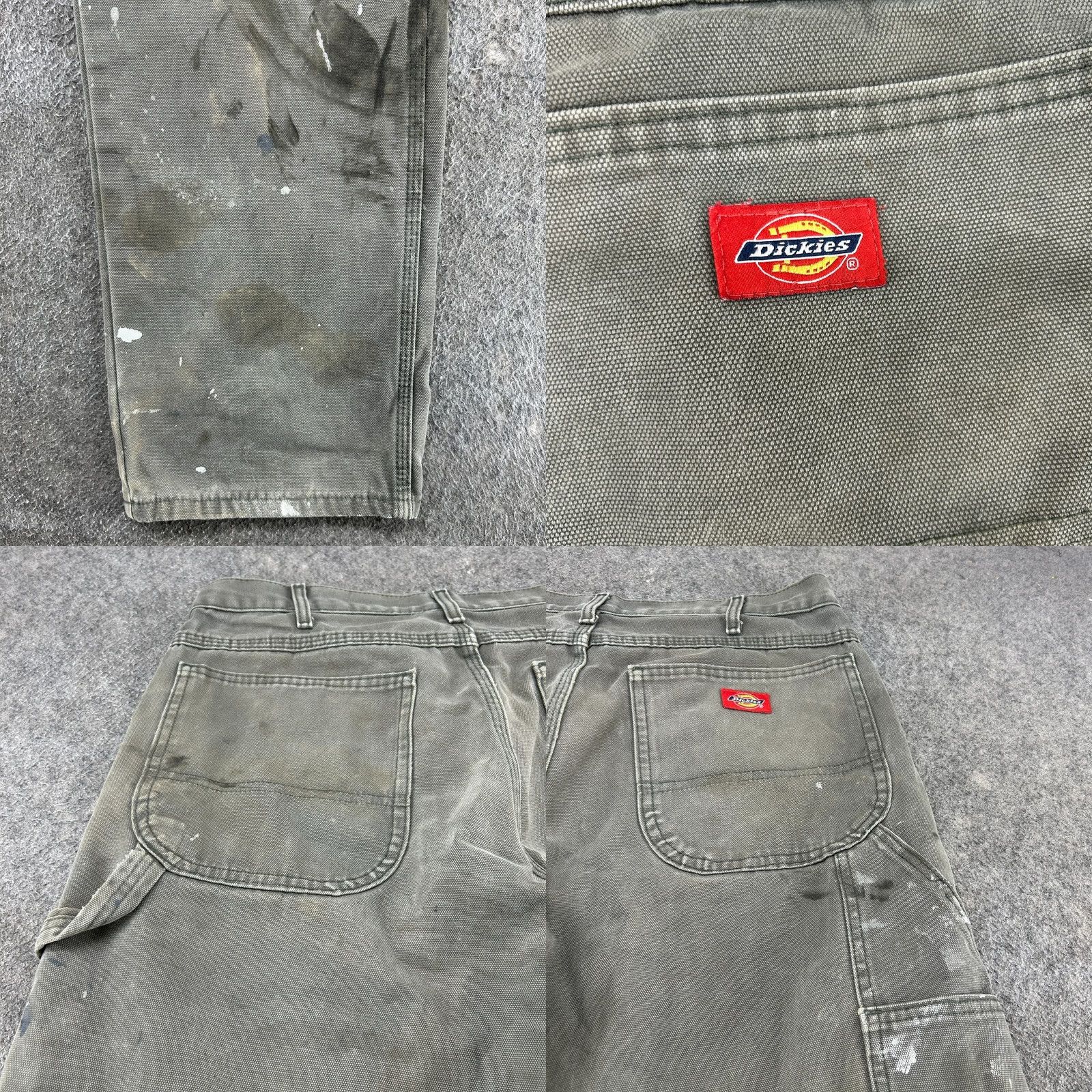 Dickies VINTAGE Dickies Pants Mens 33x34 Green Carpenter Straight Relaxed Fit Workwear Thrashed Size US 33 - 9 Thumbnail