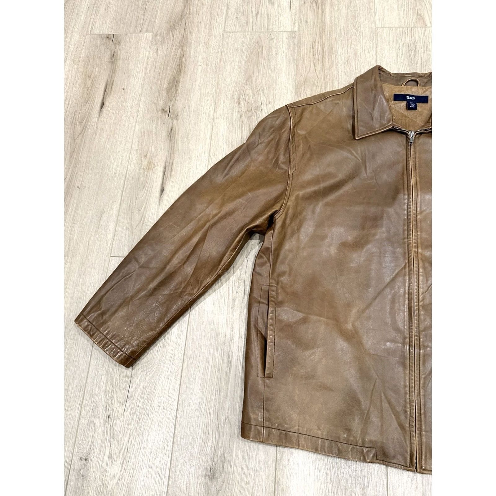 Gap Vintage Y2K GAP Motorcycle Brown Bomber 2XL Regular Leather Jacket Size US XXL / EU 58 / 5 - 4 Thumbnail