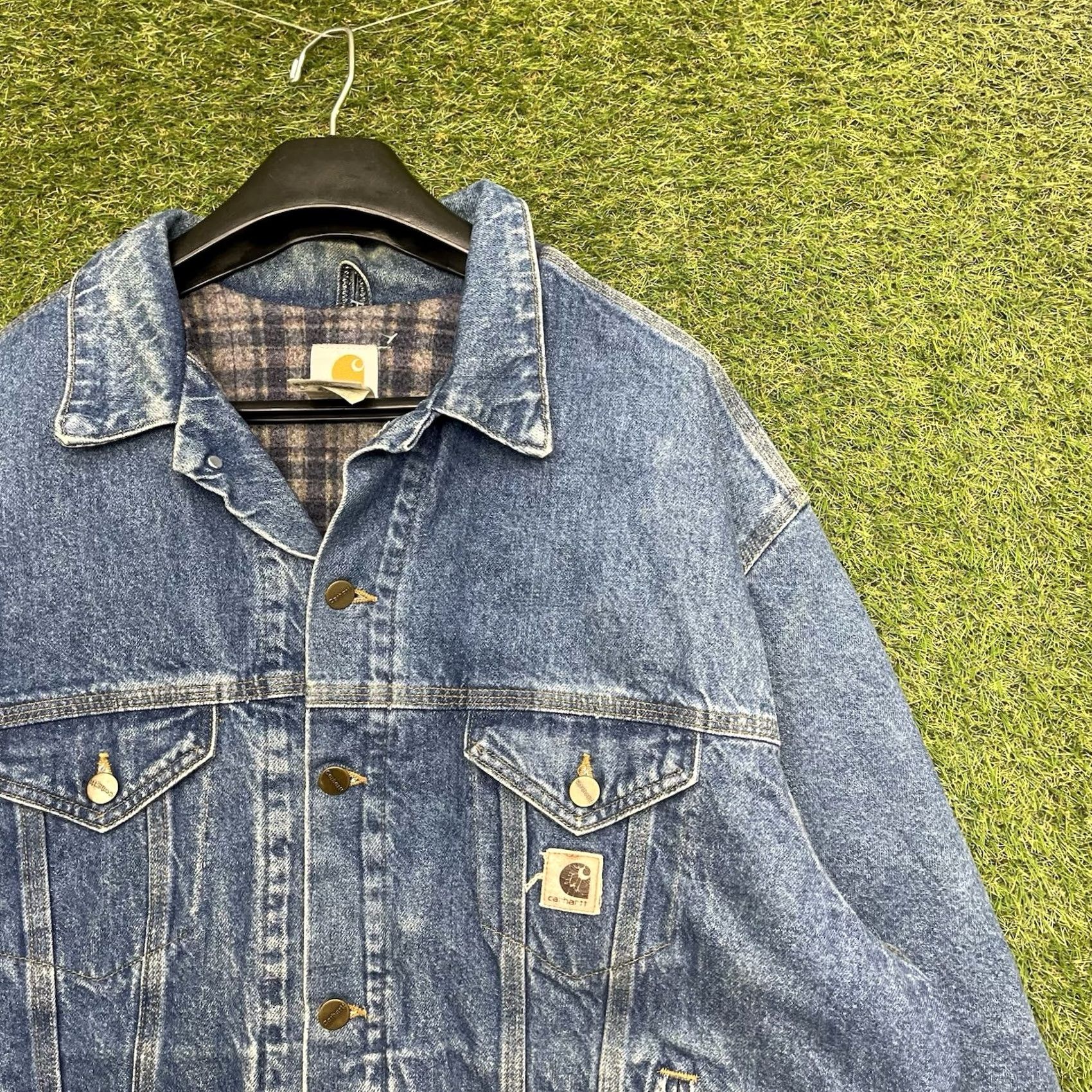 Carhartt VINTAGE Carhartt Denim Trucker Jacket Mens XL Workwear Lined USA Made J11 DST Jacket Size US XL / EU 56 / 4 - 3 Thumbnail