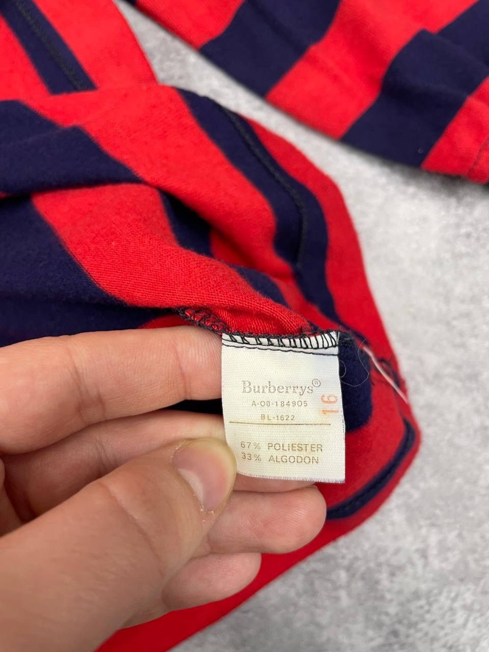 Burberry Burberrys Men Long Sleeve Rugby Shirt Striped Red Navy Size US L / EU 52-54 / 3 - 5 Thumbnail