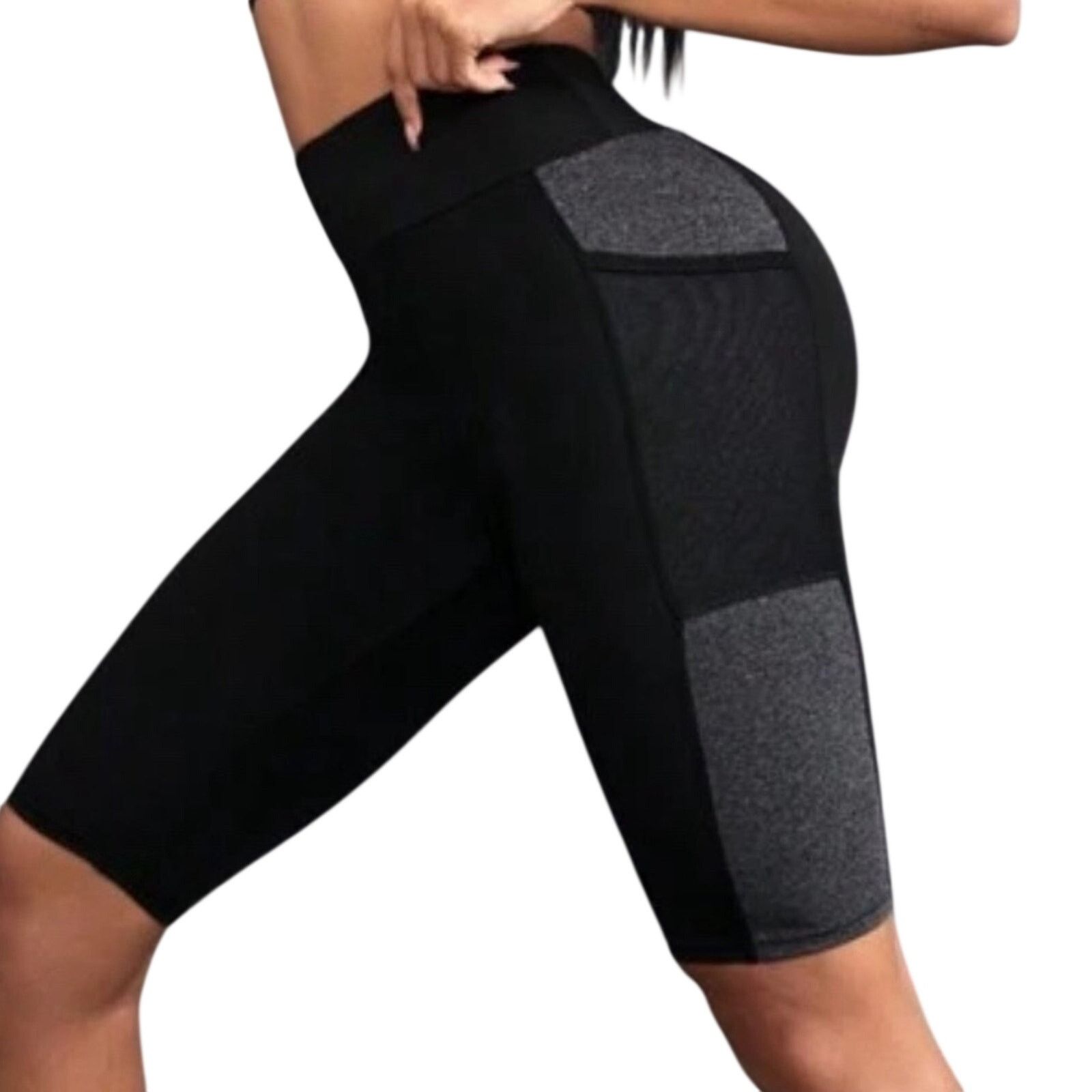 Shein Running Shorts With Side Mesh Pocket in Black, Size L Size 26" / US 2 / IT 38 - 1 Thumbnail