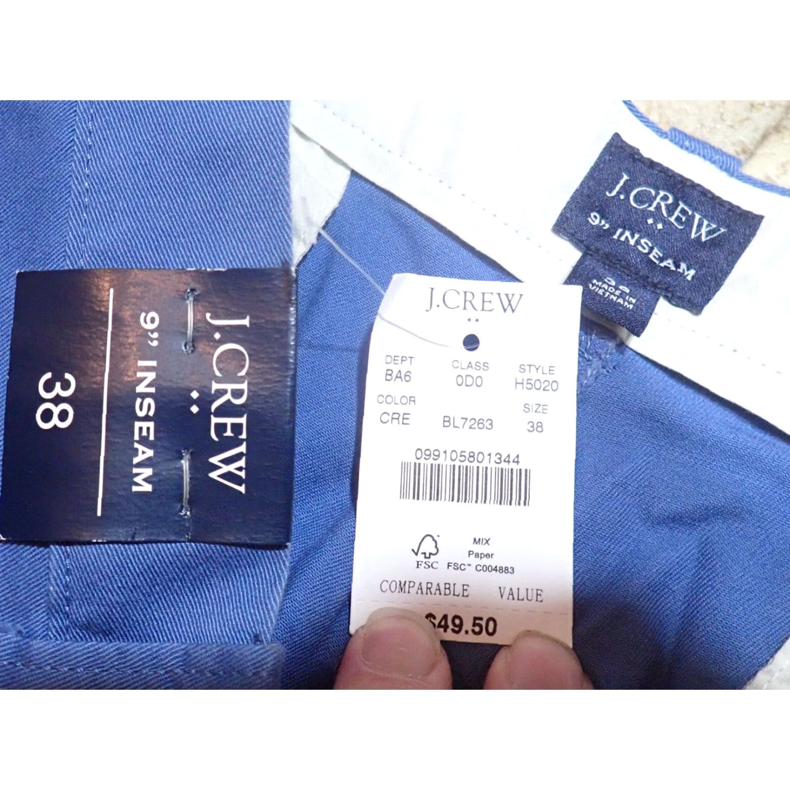 J.Crew J.Crew Men's Chino Shorts Casual Cotton Stretch 40 Waist 9-Inch Inseam Blue 2010s Size US 40 / EU 56 - 3 Thumbnail