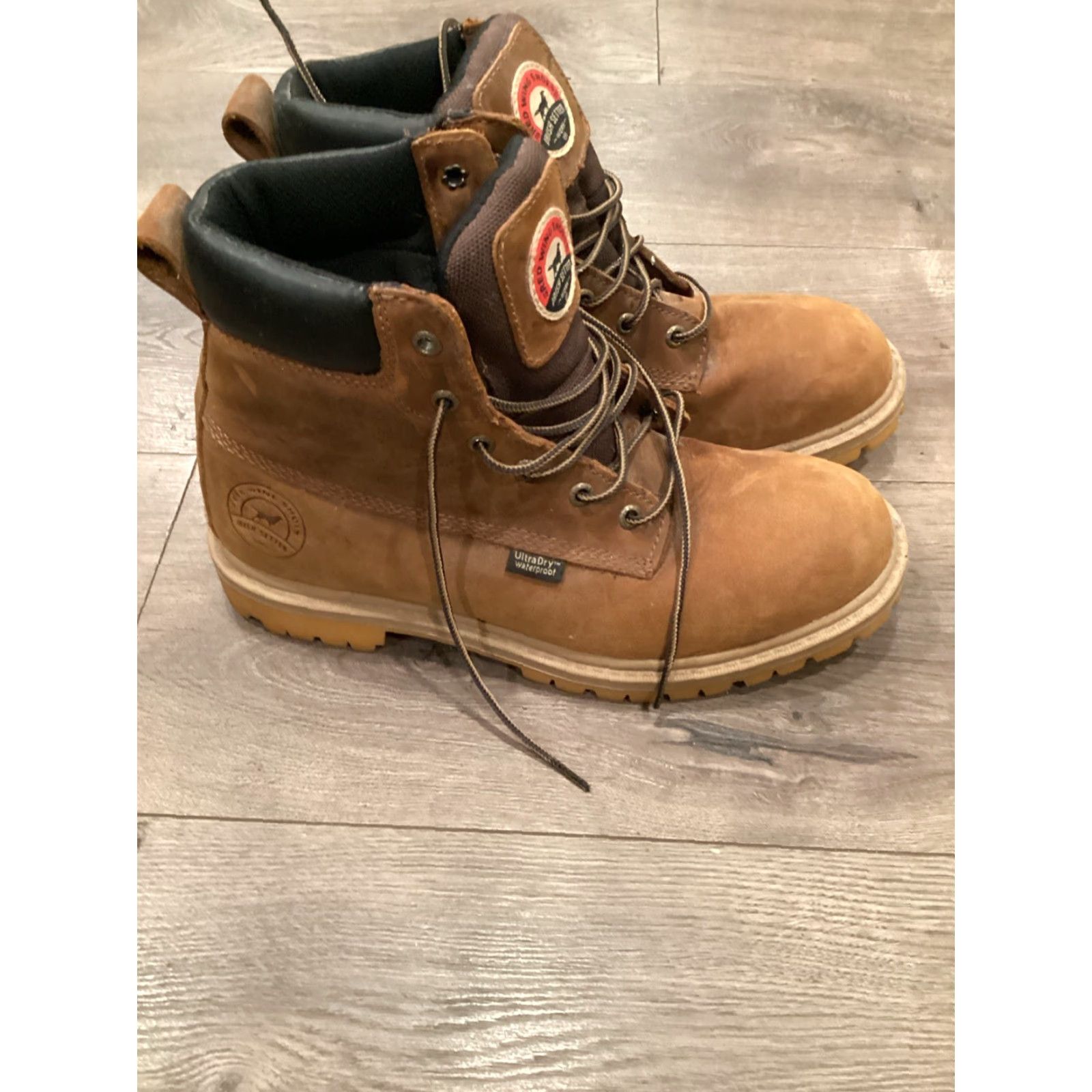 Vintage Red Wing Irish Setter Boots Men's 8 Brown Leather Waterproof Safety Toe Lace-Up Work Size US 8 / EU 41 - 2 Thumbnail
