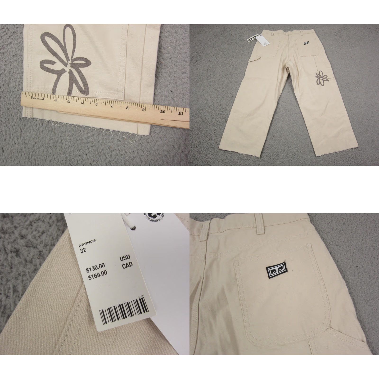 Obey OBEY Pants Women's 32 Beige Twill Carpenter Baggy 90s Style Front Straight Leg Casual Pants Mens? Size 24" / US 00 / IT 34 - 10 Thumbnail