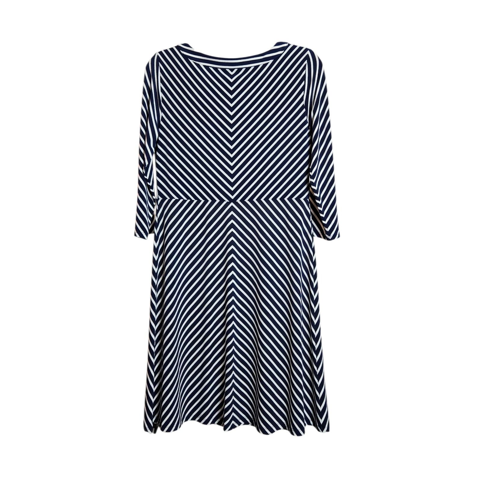 Other Roz & Ali Navy and White Midi Dress - Size M - 3/4 Sleeves Size M / US 6-8 / IT 42-44 - 2 Thumbnail