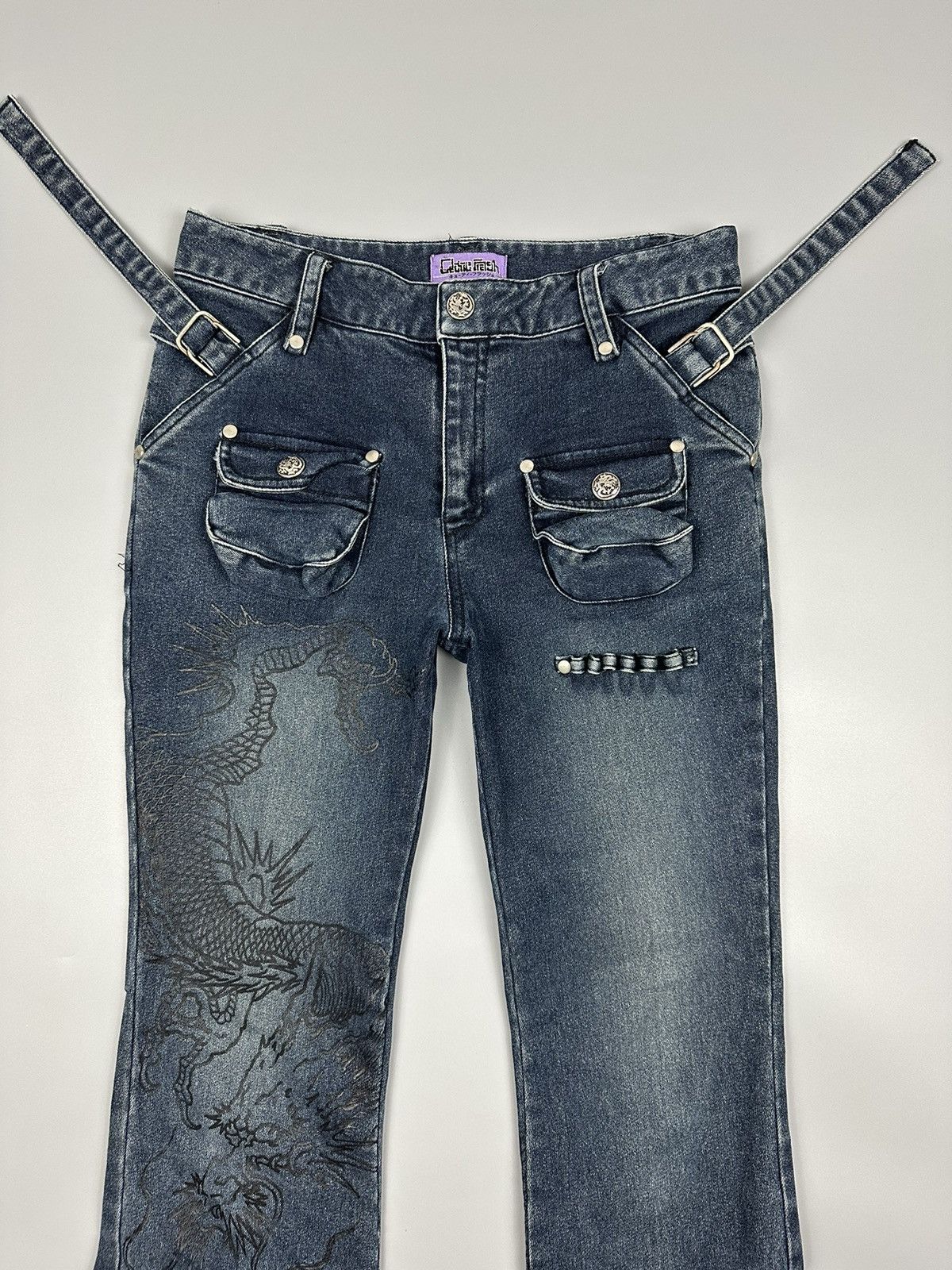 Japanese Brand × Seditionaries 🔥Rare🔥Cutie Flash Dragon Bondage Multipocket Flared Jeans Size US 29 - 5 Thumbnail