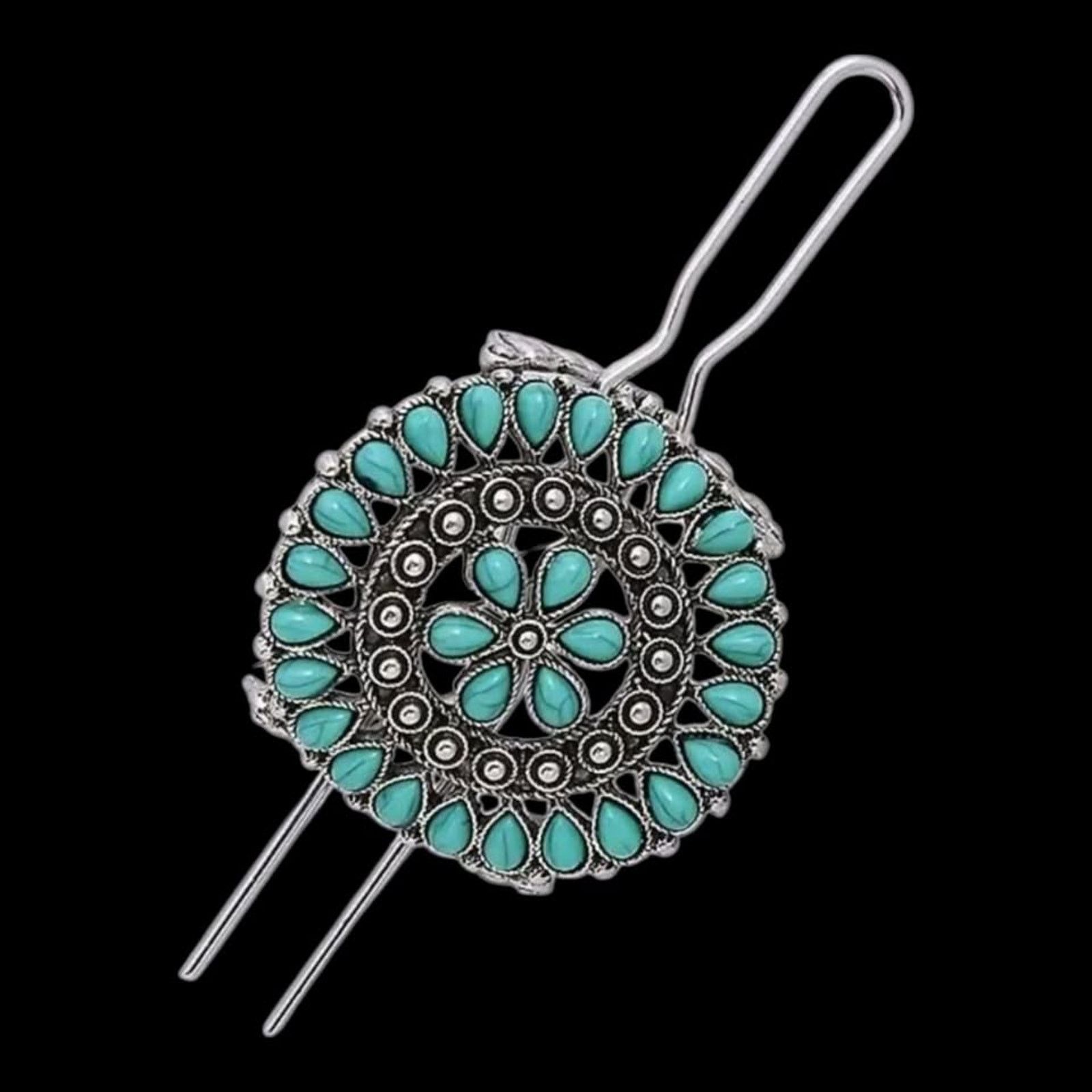 Other Western Chic Turquoise Hair Pins Silver Accents - Boho NEW Size ONE SIZE - 3 Thumbnail