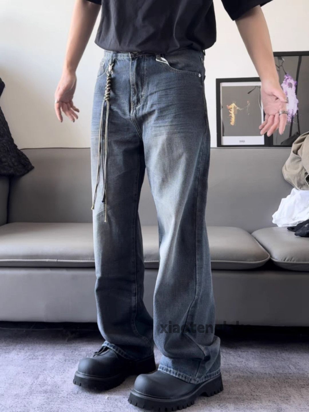 Jean × Vintage washed faded stain paint grunge loose baggy jeans Size US 32 / EU 48 - 7 Thumbnail