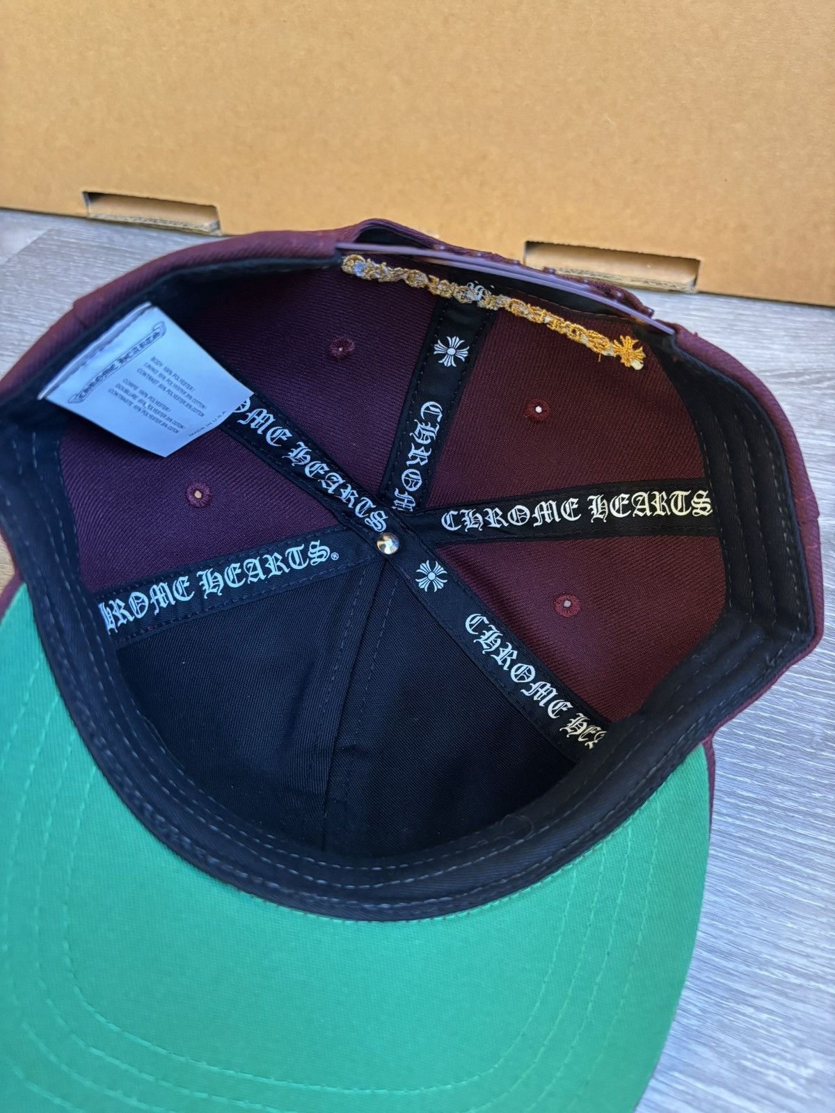 Chrome Hearts Chrome Hearts CH Baseball Cap Burgundy/Gold Snapback Hat Size ONE SIZE - 6 Thumbnail