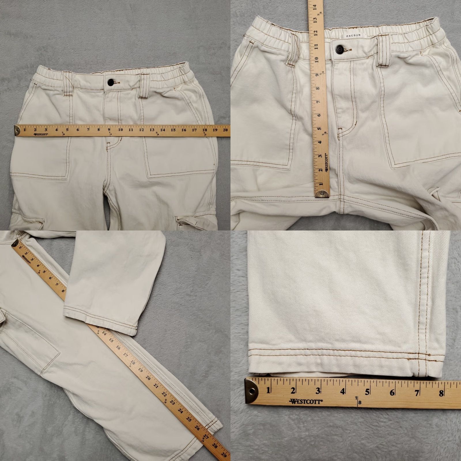 Pacsun Pacsun Cargo pants Mens Large White Twill Elastic Waist Y2k Retro Skate Utility Pants Size US 38 / EU 54 - 9 Thumbnail