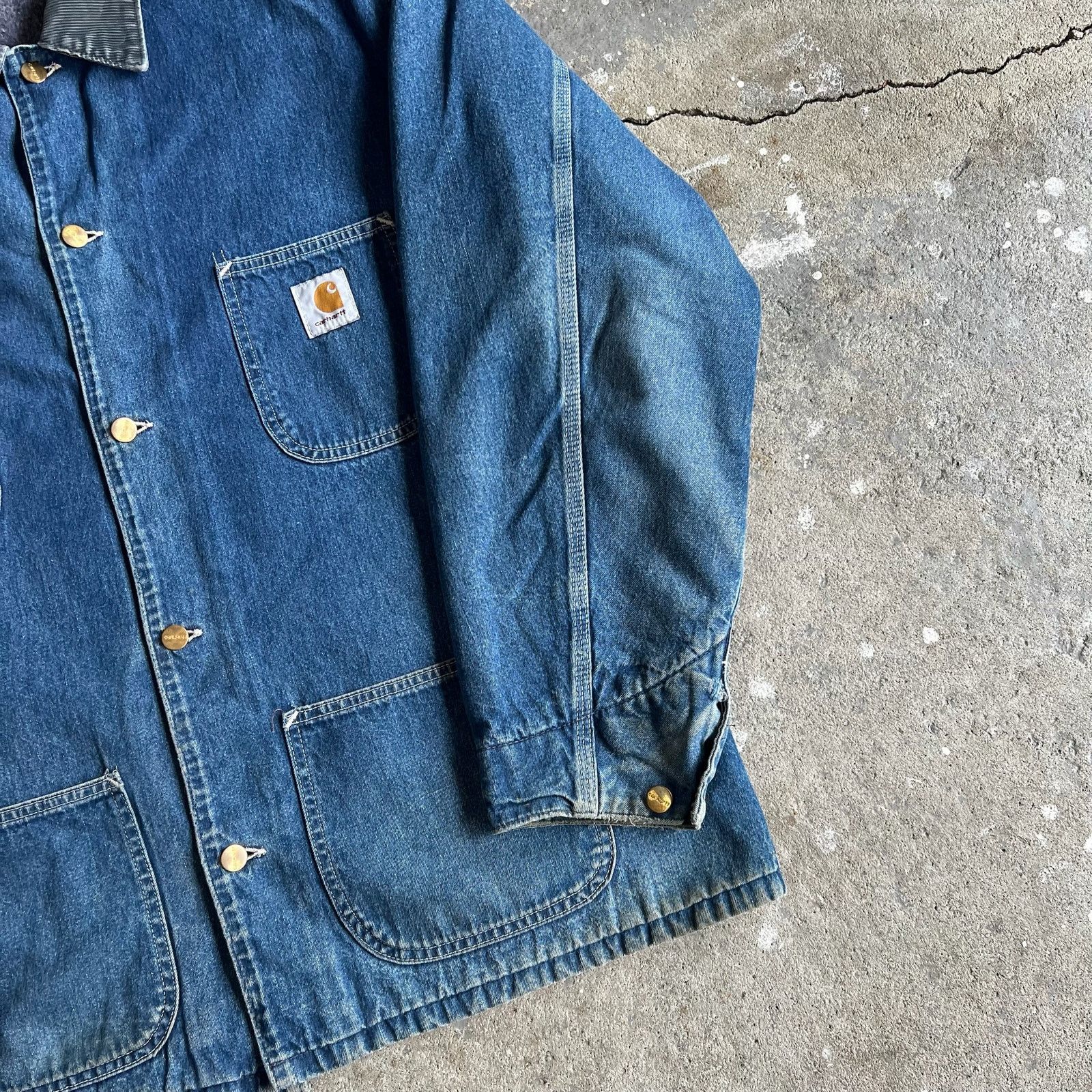 Carhartt × Vintage Carhartt denim blue chore work wear jacket Size US XL / EU 56 / 4 - 9 Thumbnail