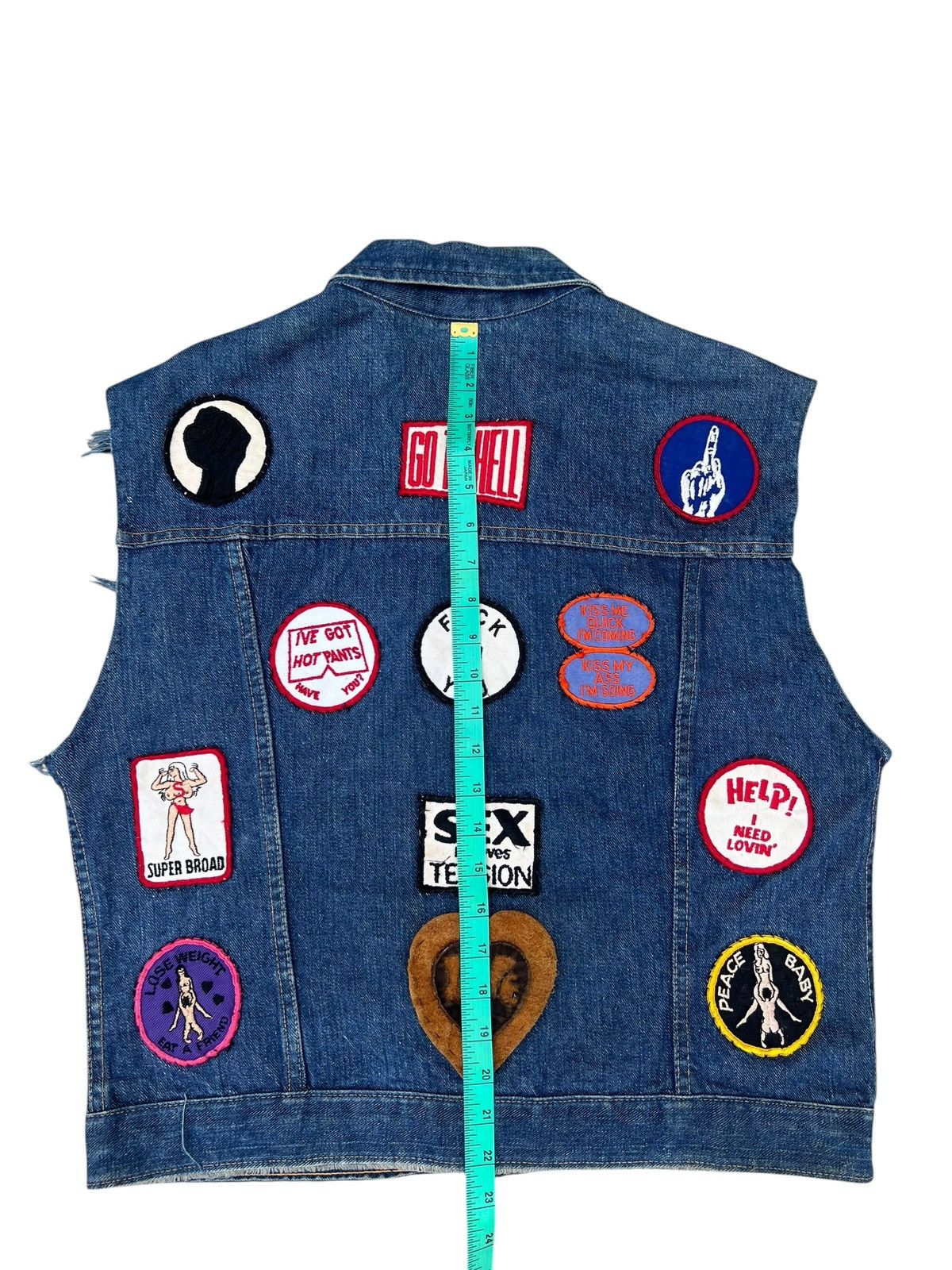 Vintage RARE! 60s Hippie Selvedge Denim Vest Size US L / EU 52-54 / 3 - 15 Thumbnail