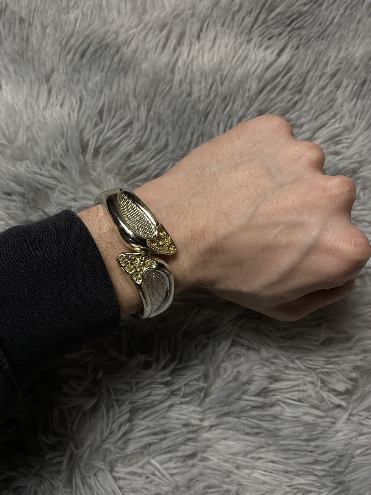 Jewelry Silver Bangle with Yellow Crystals | Japanese Brand Size ONE SIZE - 4 Thumbnail