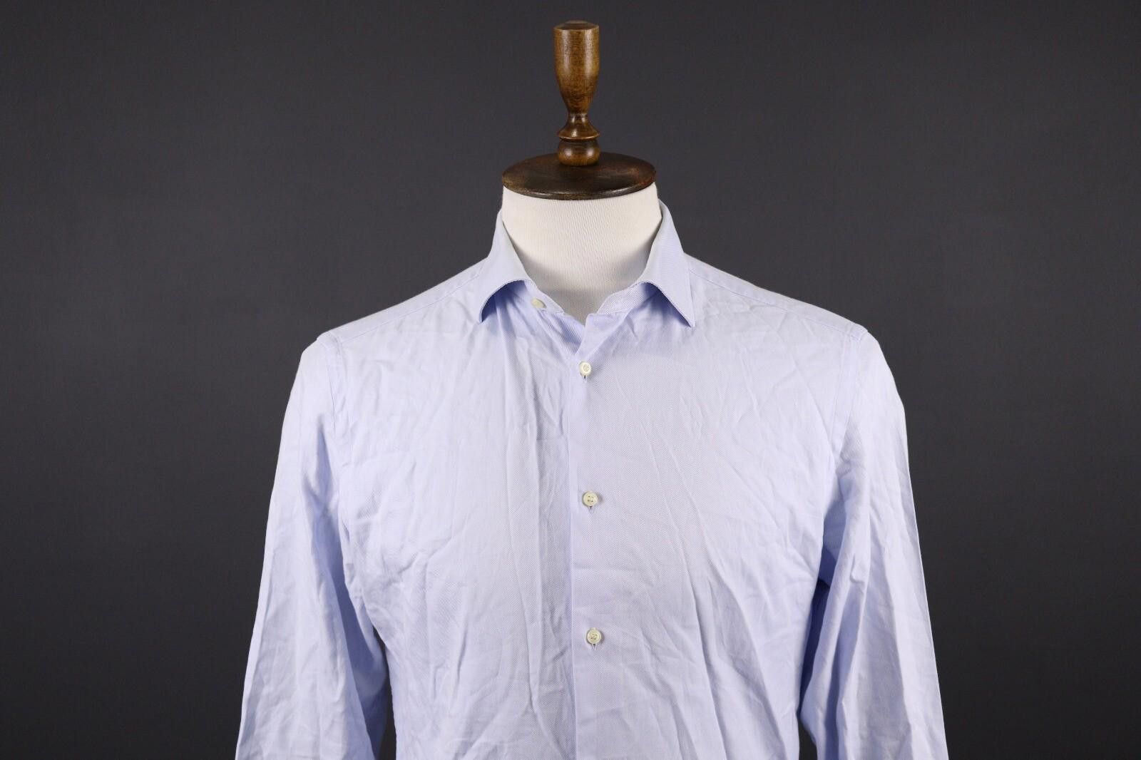 Designer Boggi Milano Slim Fit Blue Button Down Shirt Size 41 / 16 Size US M / EU 48-50 / 2 - 2 Thumbnail