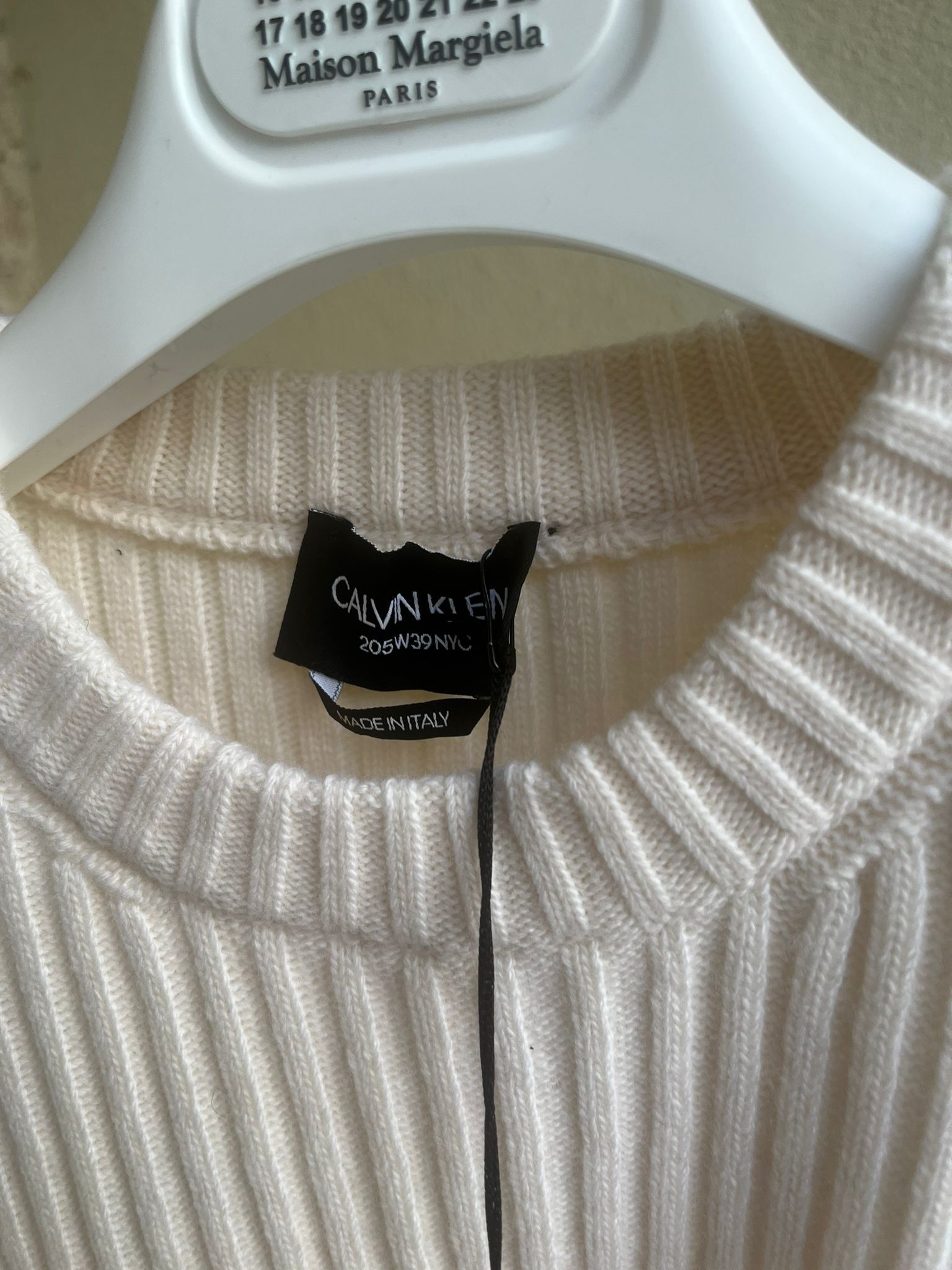 Calvin Klein 205W39NYC × Raf Simons Ribbed Sleeveless Sweater With Tape in Ivory Size US L / EU 52-54 / 3 - 9 Thumbnail
