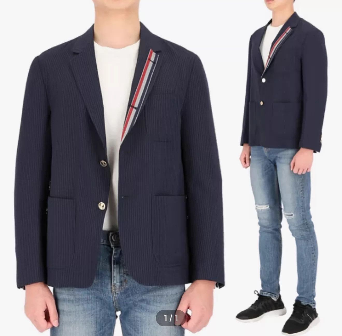 Thom Browne Thom Browne Men's Casual Blazer Navy Tricolor 2 Size US M / EU 48-50 / 2 - 6 Thumbnail