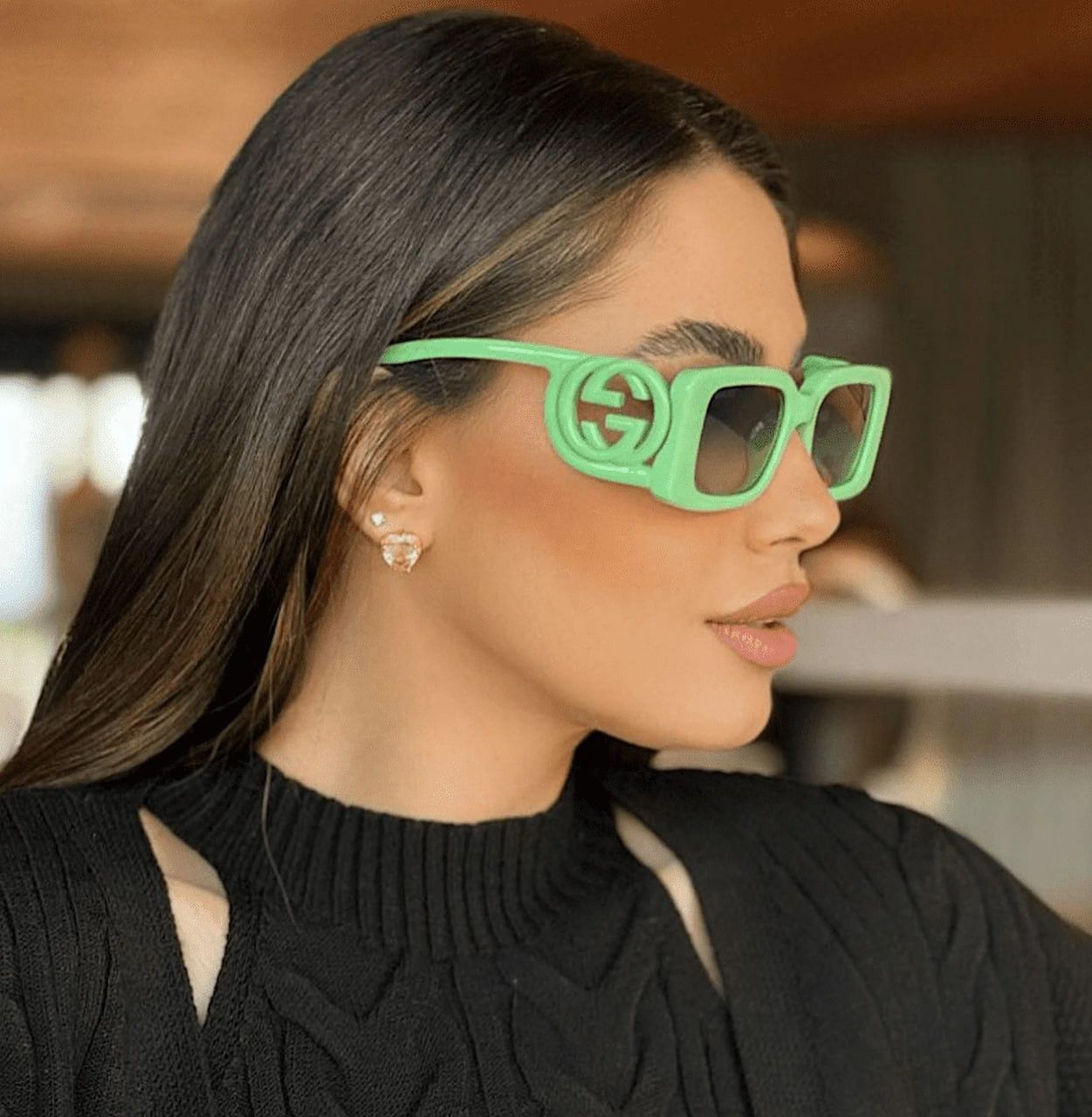 Gucci NEW GUCCI GG1325S 004 WOMEN GREEN SUNGLASSES Size ONE SIZE - 1 Thumbnail