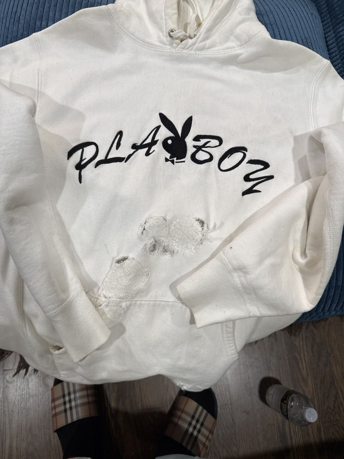 Playboy × Supreme SUPREME PLAYBOY distressed HOODIE XL Size US XL / EU 56 / 4 - 1 Thumbnail