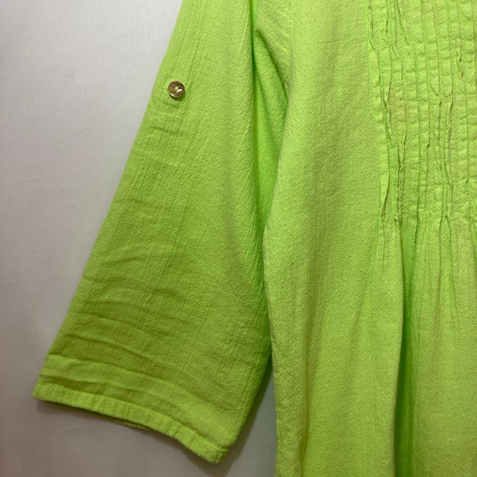 Other Dunes Lime Green Shell Button Long Shirt Textured Blouse Top Size L / US 10 / IT 46 - 5 Thumbnail