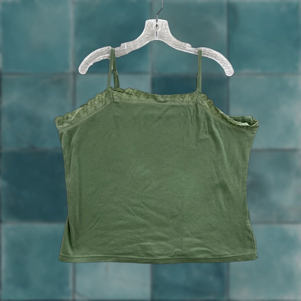 Vintage VINTAGE Y2K Camisole Tank Top Matcha Green Square Neck Boho Fairy Grunge Shirt 22W Plus Women’s Green Size 3XL / US 20-22 - 1 Thumbnail