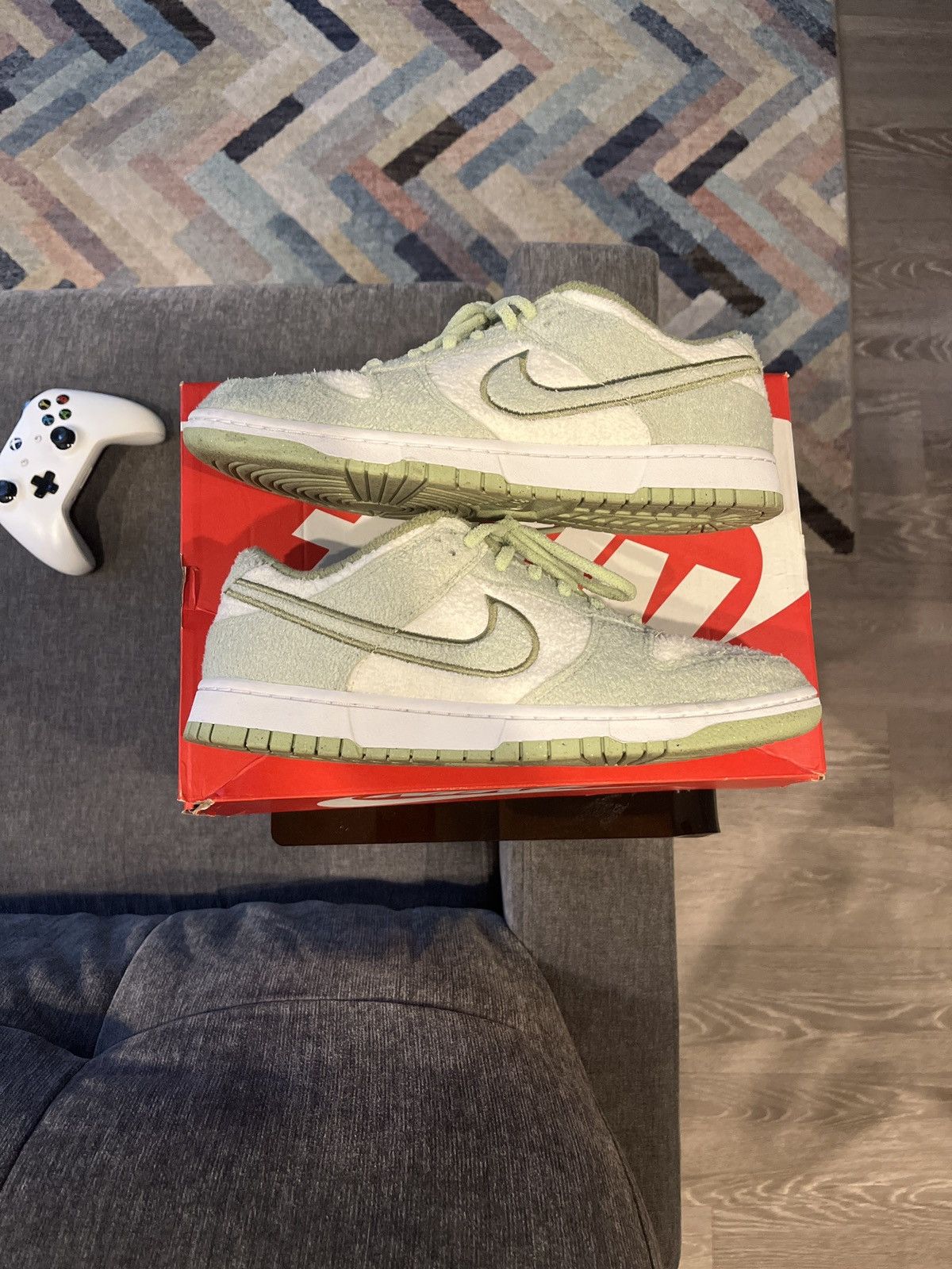 image of Nike Dunk Low Fleece Shoes in Green, Men's (Size 10.5)