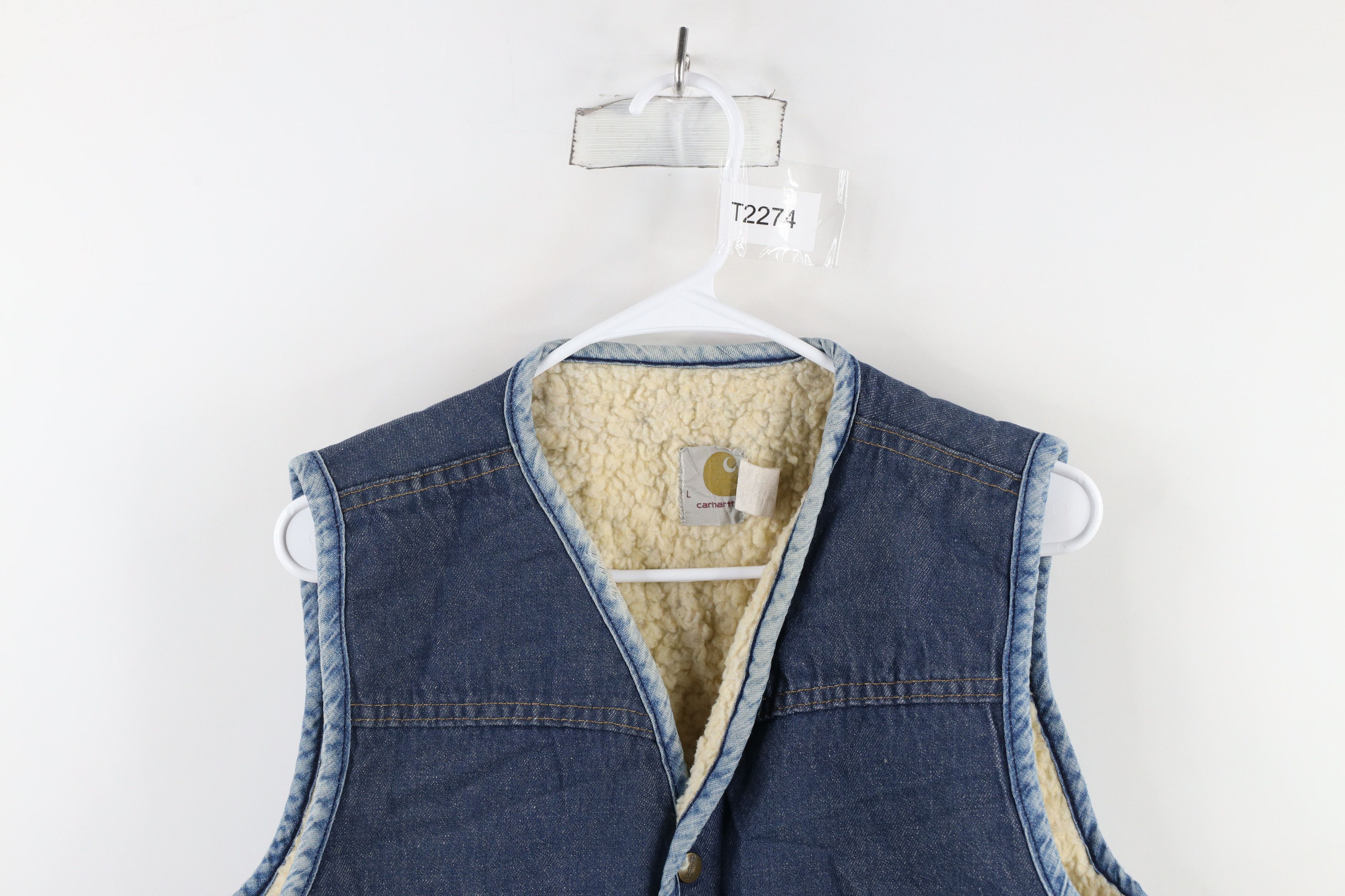 Carhartt × Vintage Vintage 80s Carhartt Deep Pile Fleece Lined Denim Vest USA Size US L / EU 52-54 / 3 - 2 Thumbnail