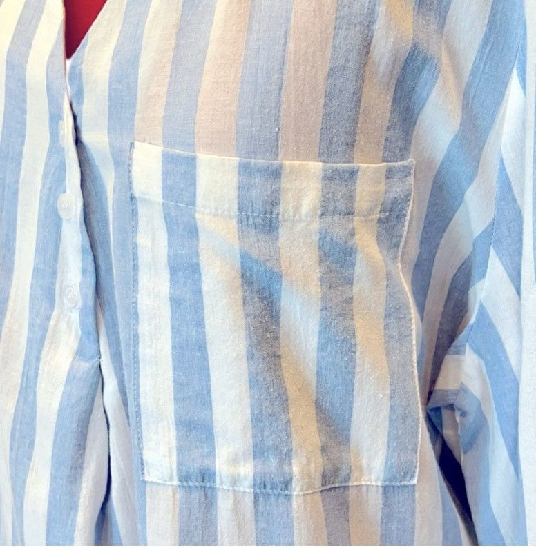 Other FloryDay Blue & White Striped Tunic Blouse 2X Chambray Top Size XXL / US 16-18 / IT 52-54 - 3 Thumbnail